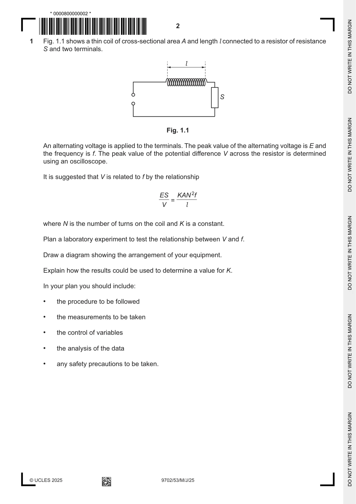 Cambridge A Level Physics 9702 2025 May/June Paper 5 · Variant 3 question paper, page 2 of 8