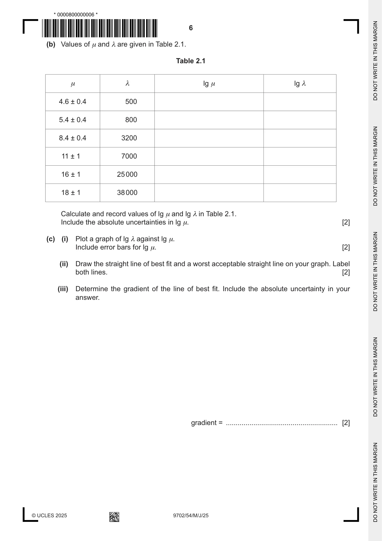Cambridge A Level Physics 9702 2025 May/June Paper 5 · Variant 4 question paper, page 6 of 8
