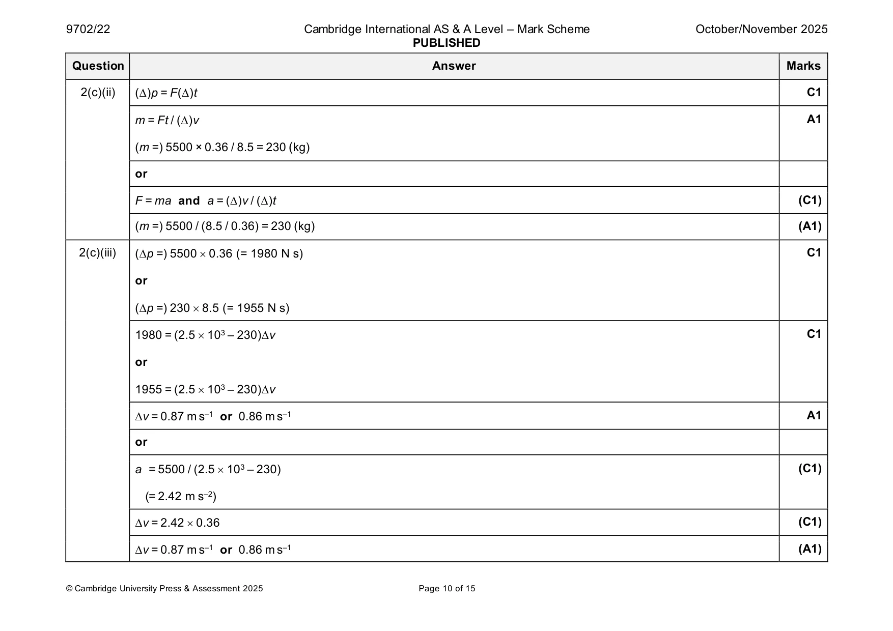 Mark scheme, page 10 of 15