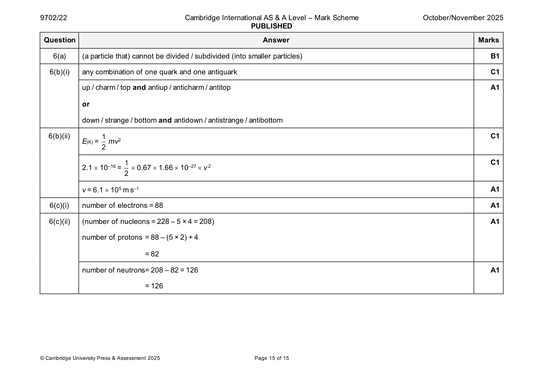 Mark scheme, page 15 of 15