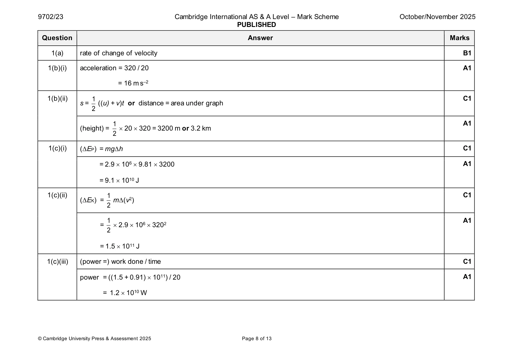 Mark scheme, page 8 of 13