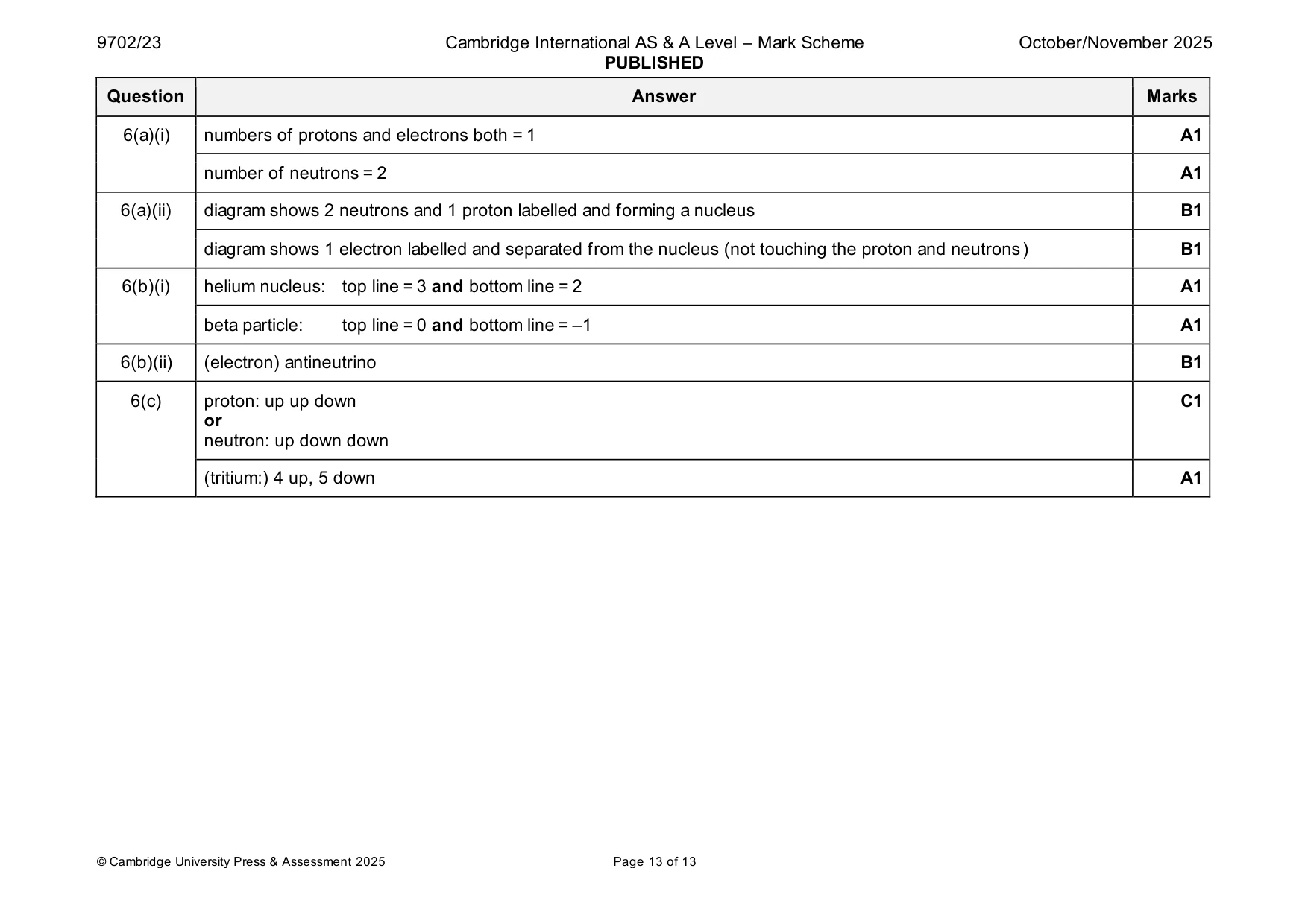 Mark scheme, page 13 of 13
