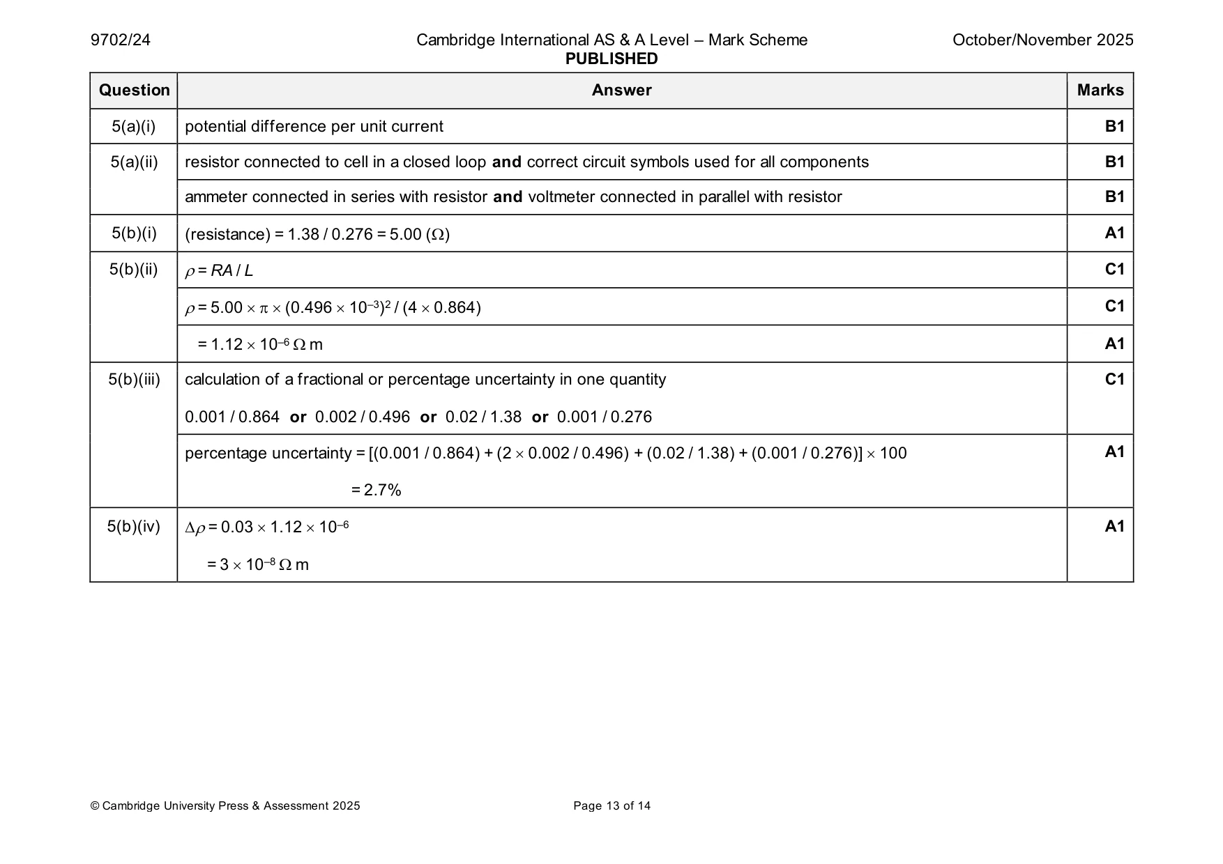Mark scheme, page 13 of 14