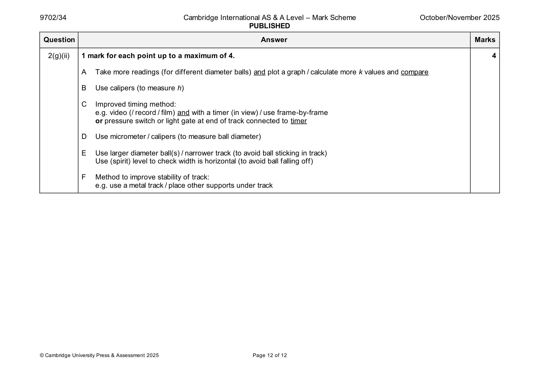 Mark scheme, page 12 of 12