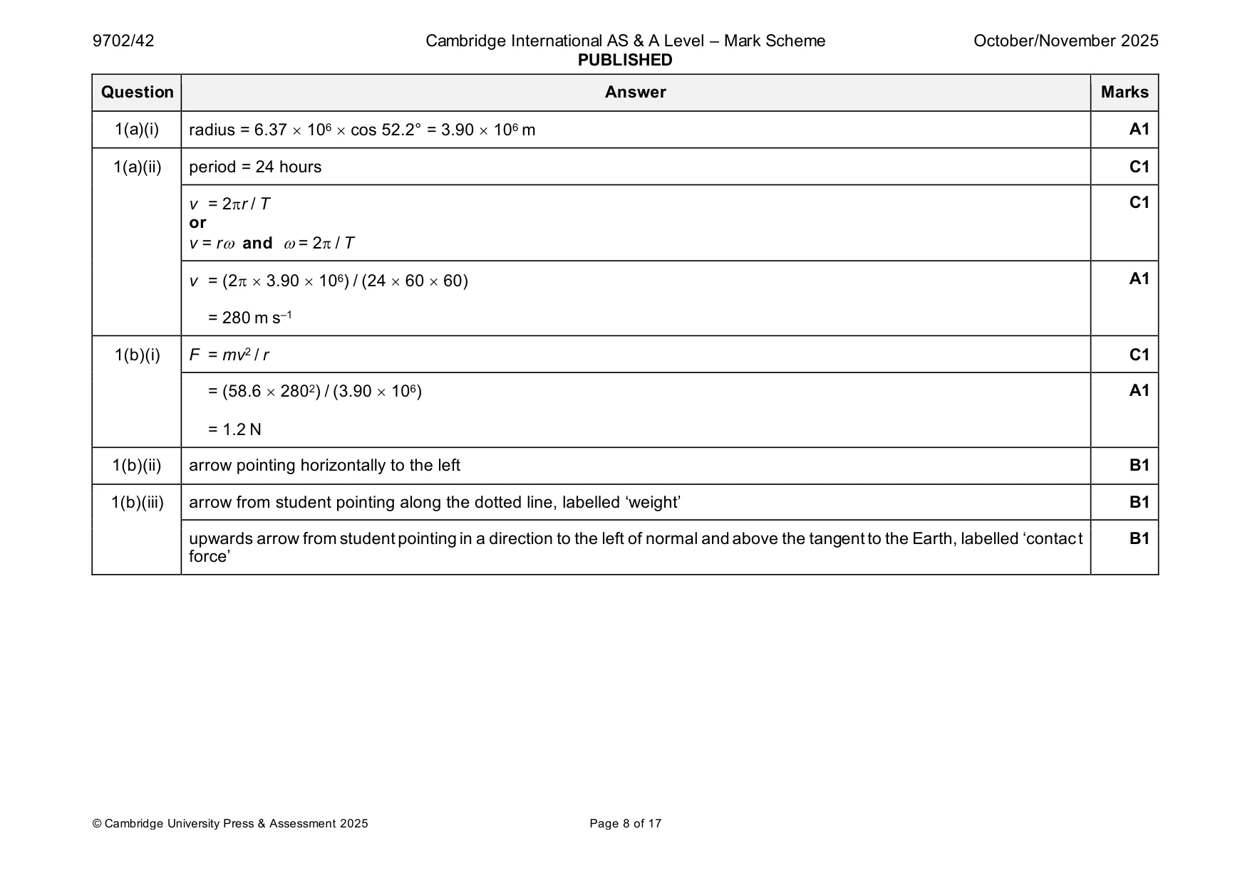 Mark scheme, page 8 of 17