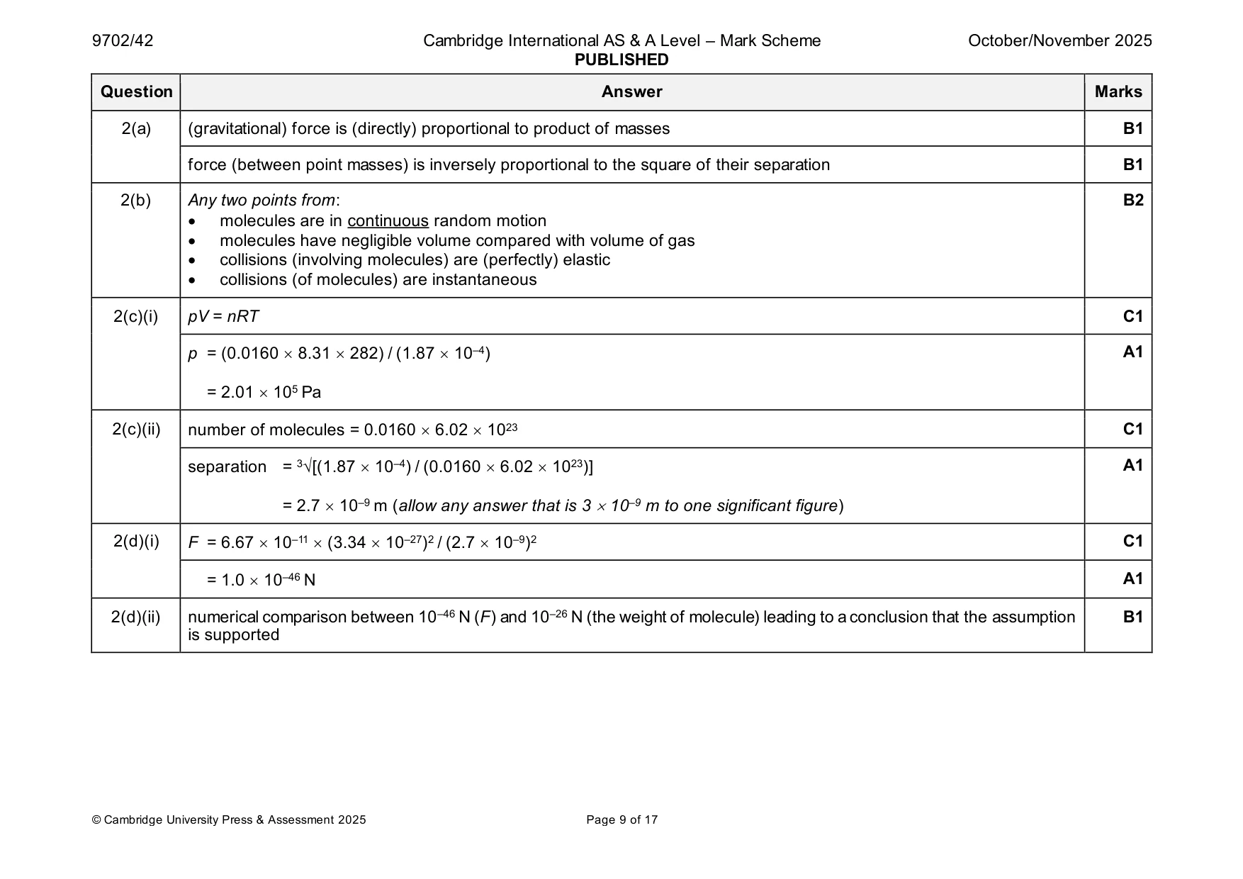 Mark scheme, page 9 of 17