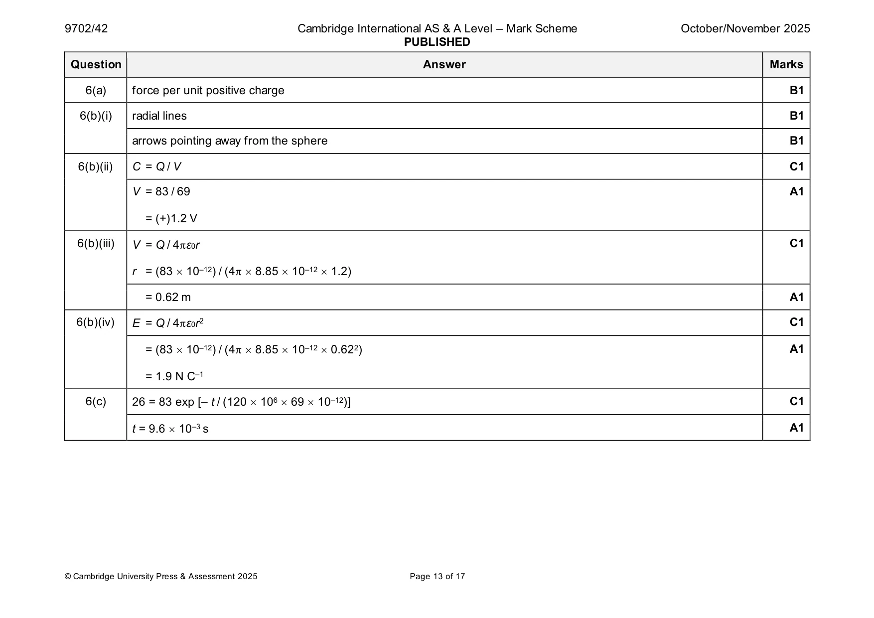 Mark scheme, page 13 of 17