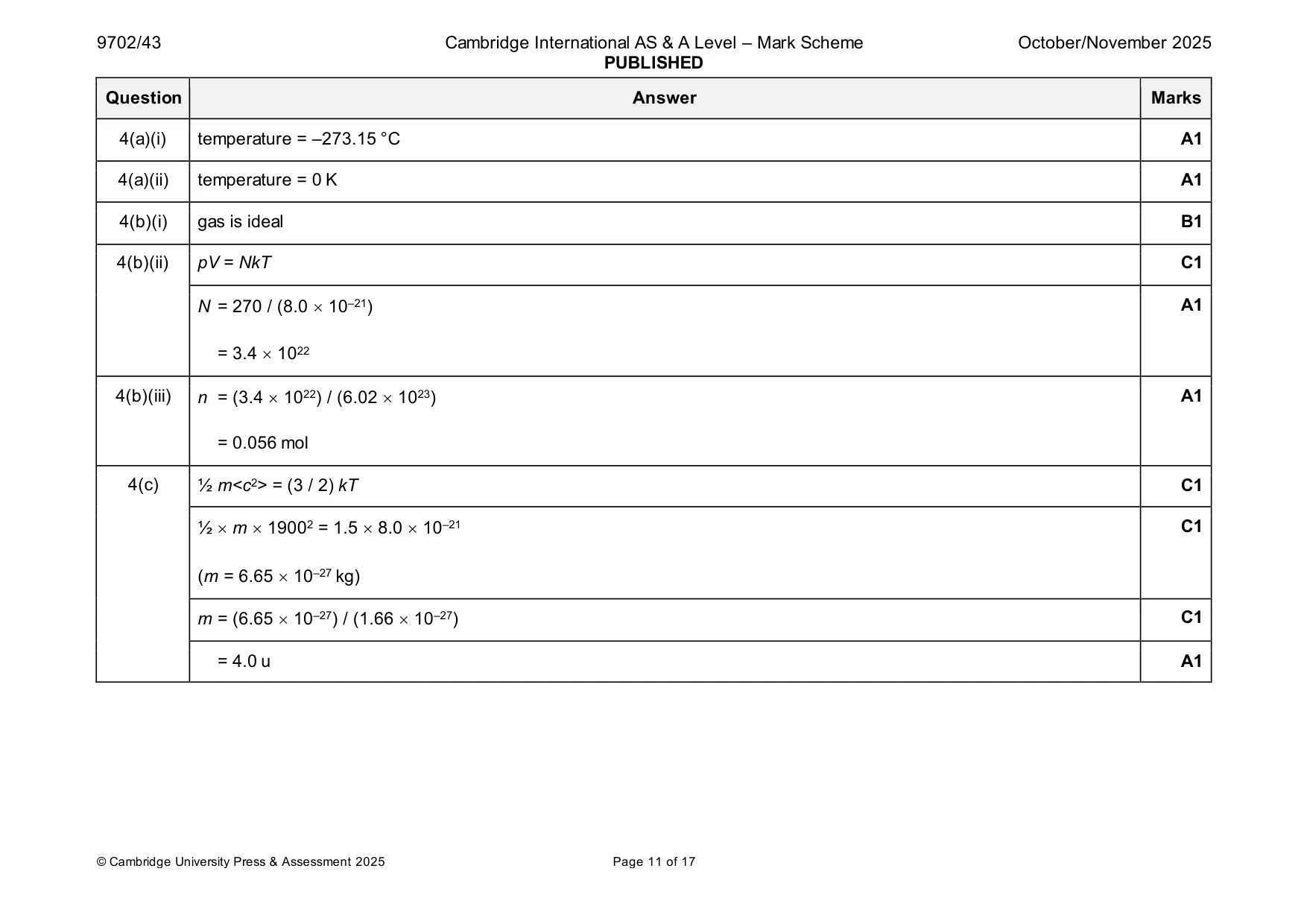 Mark scheme, page 11 of 17
