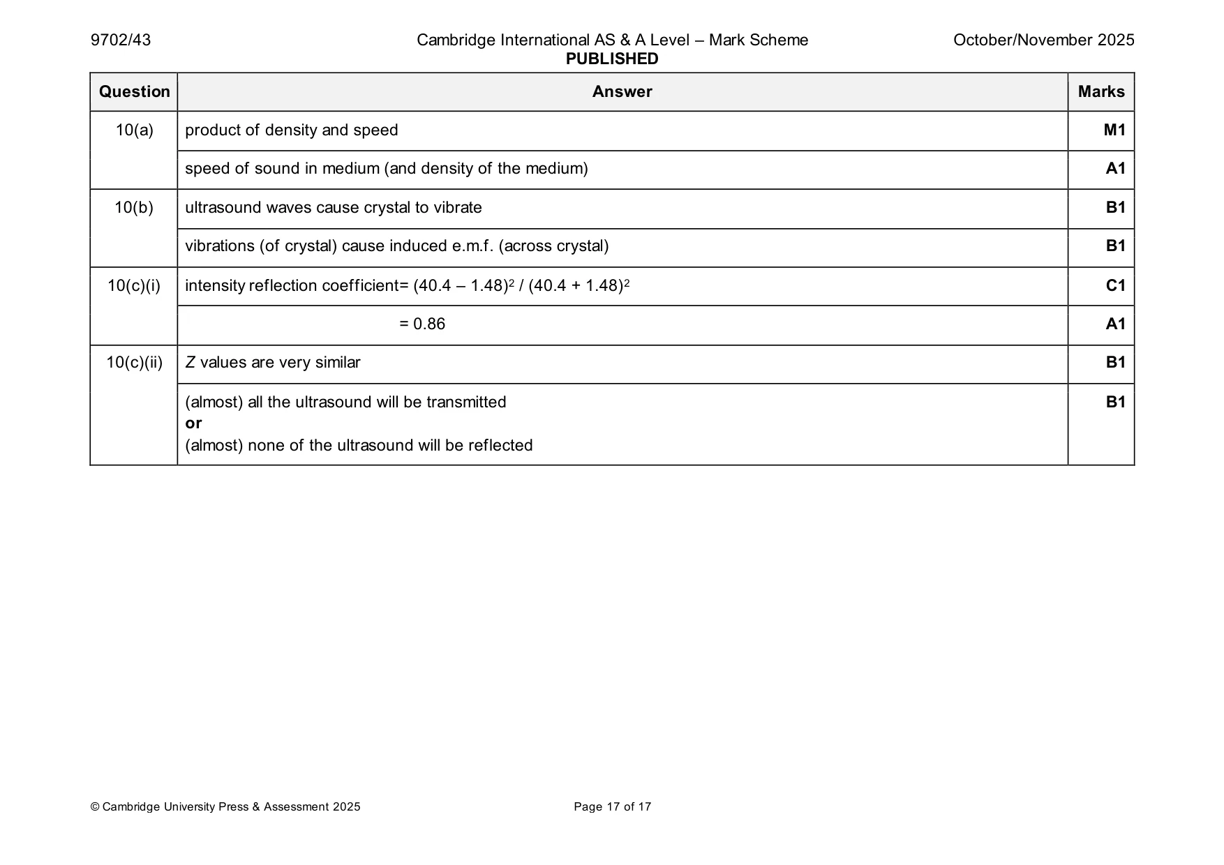 Mark scheme, page 17 of 17
