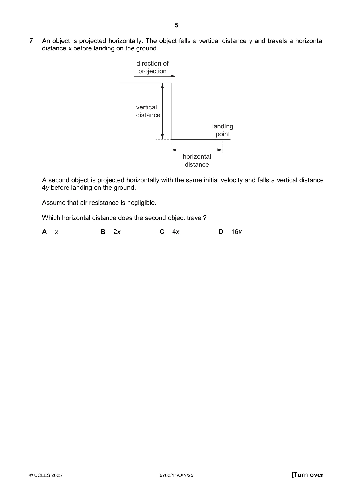 Cambridge A Level Physics 9702 2025 Oct/Nov Paper 1 · Variant 1 question paper, page 5 of 20