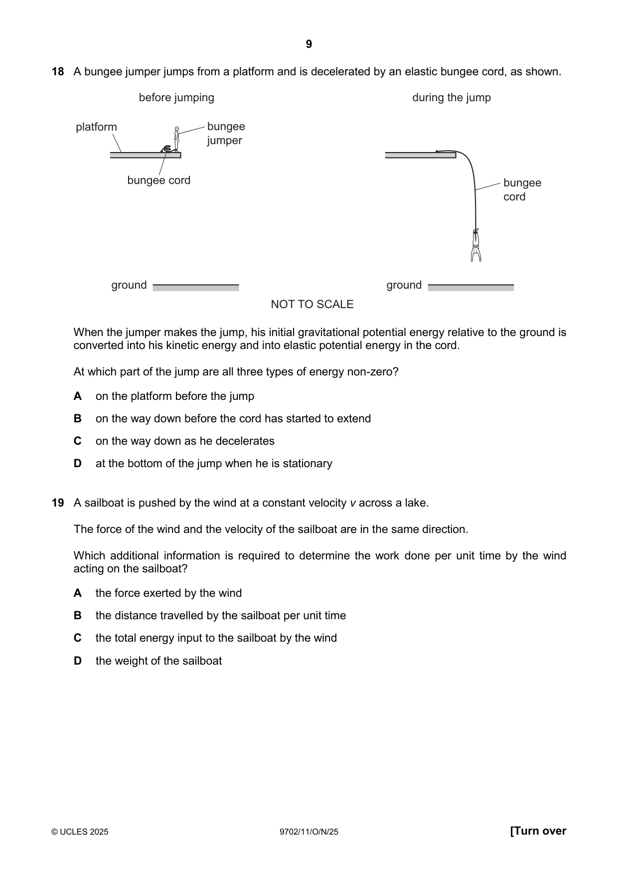 Cambridge A Level Physics 9702 2025 Oct/Nov Paper 1 · Variant 1 question paper, page 9 of 20