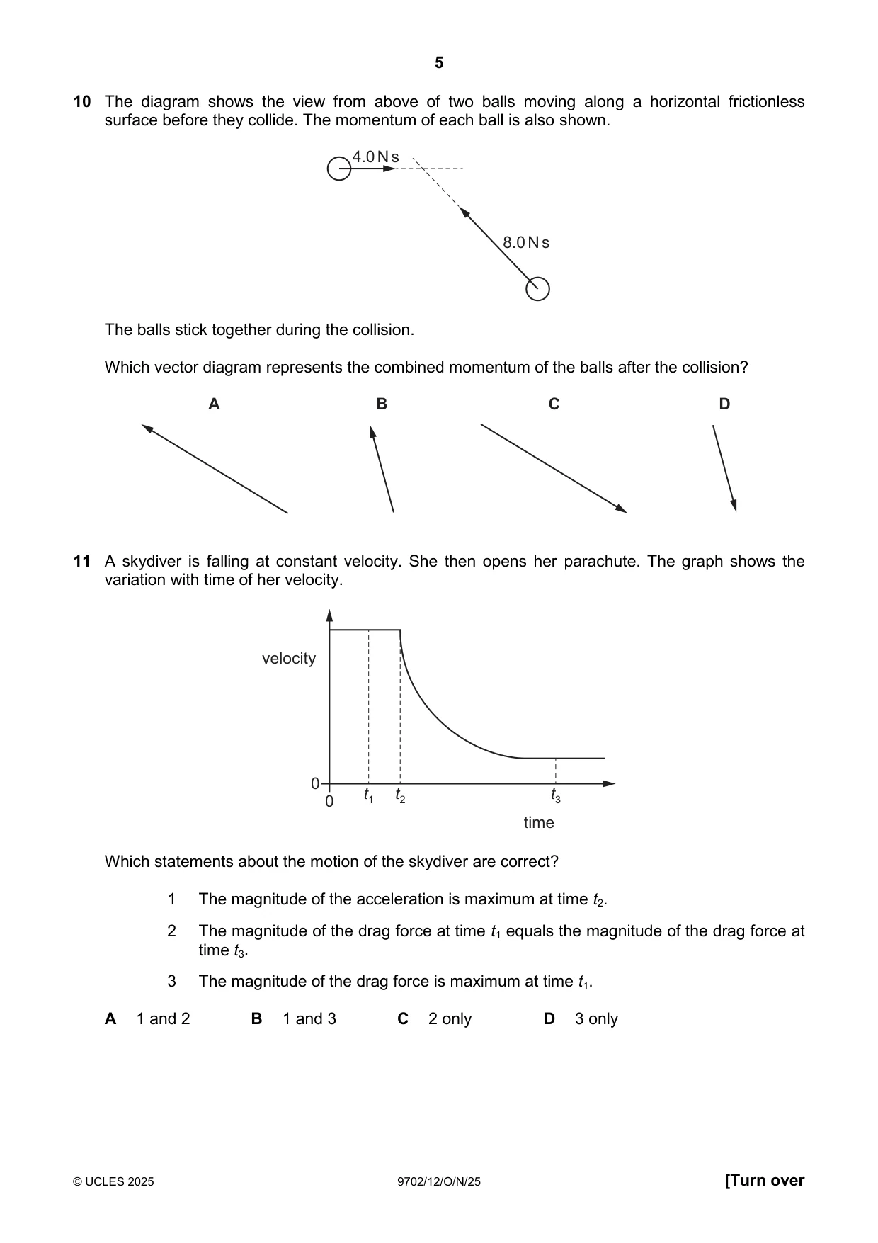 Cambridge A Level Physics 9702 2025 Oct/Nov Paper 1 · Variant 2 question paper, page 5 of 16