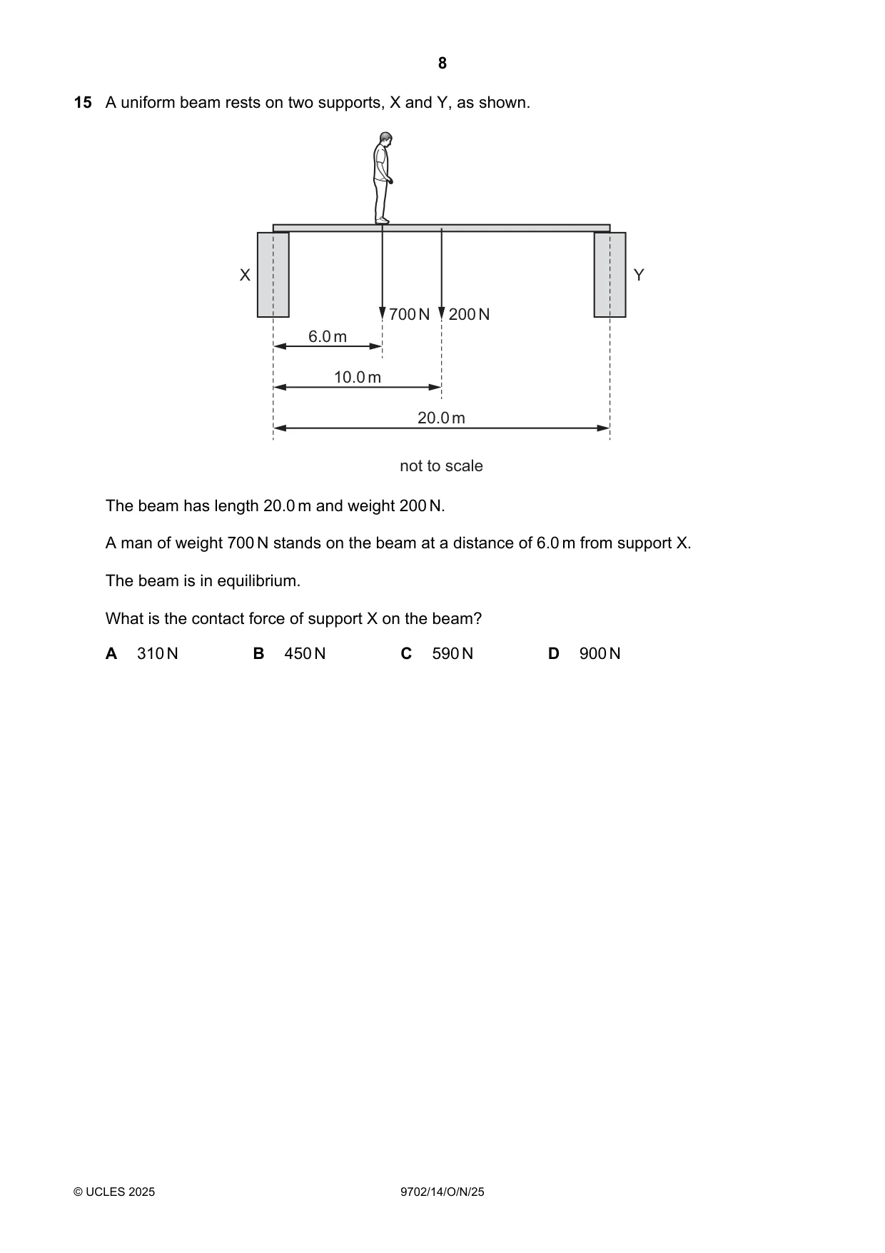 Cambridge A Level Physics 9702 2025 Oct/Nov Paper 1 · Variant 4 question paper, page 8 of 20