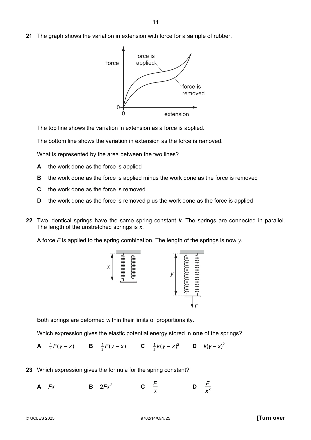 Cambridge A Level Physics 9702 2025 Oct/Nov Paper 1 · Variant 4 question paper, page 11 of 20