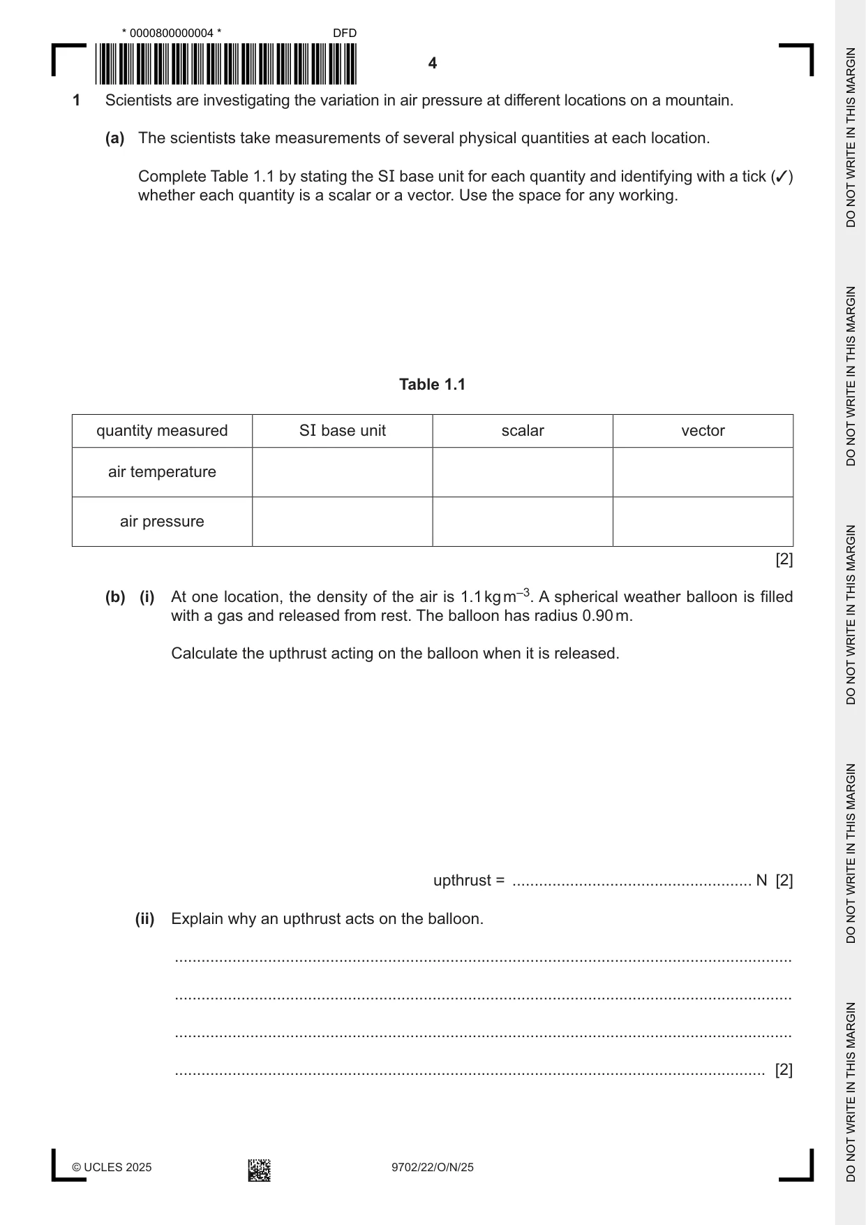 Cambridge A Level Physics 9702 2025 Oct/Nov Paper 2 · Variant 2 question paper, page 4 of 16