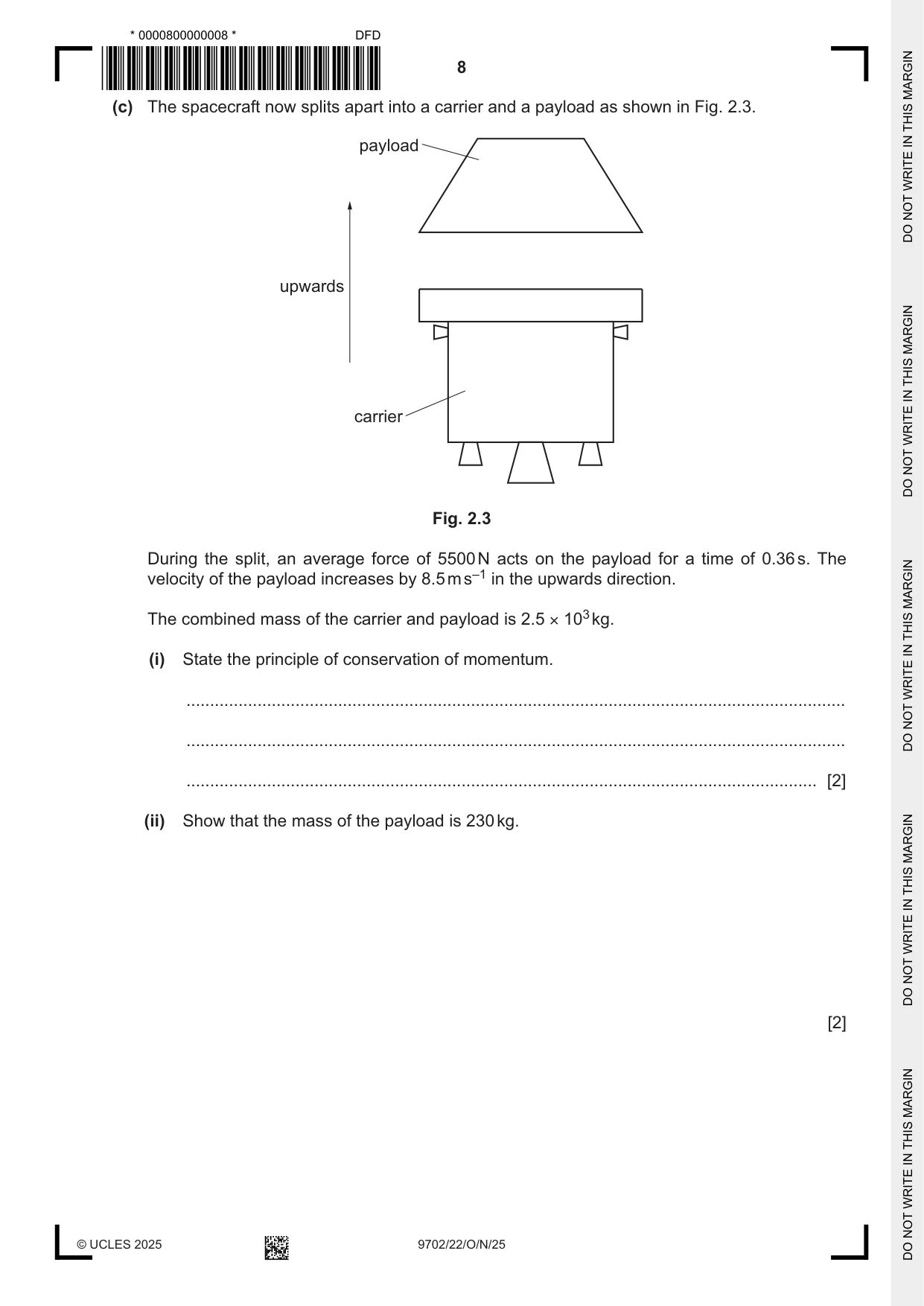 Cambridge A Level Physics 9702 2025 Oct/Nov Paper 2 · Variant 2 question paper, page 8 of 16