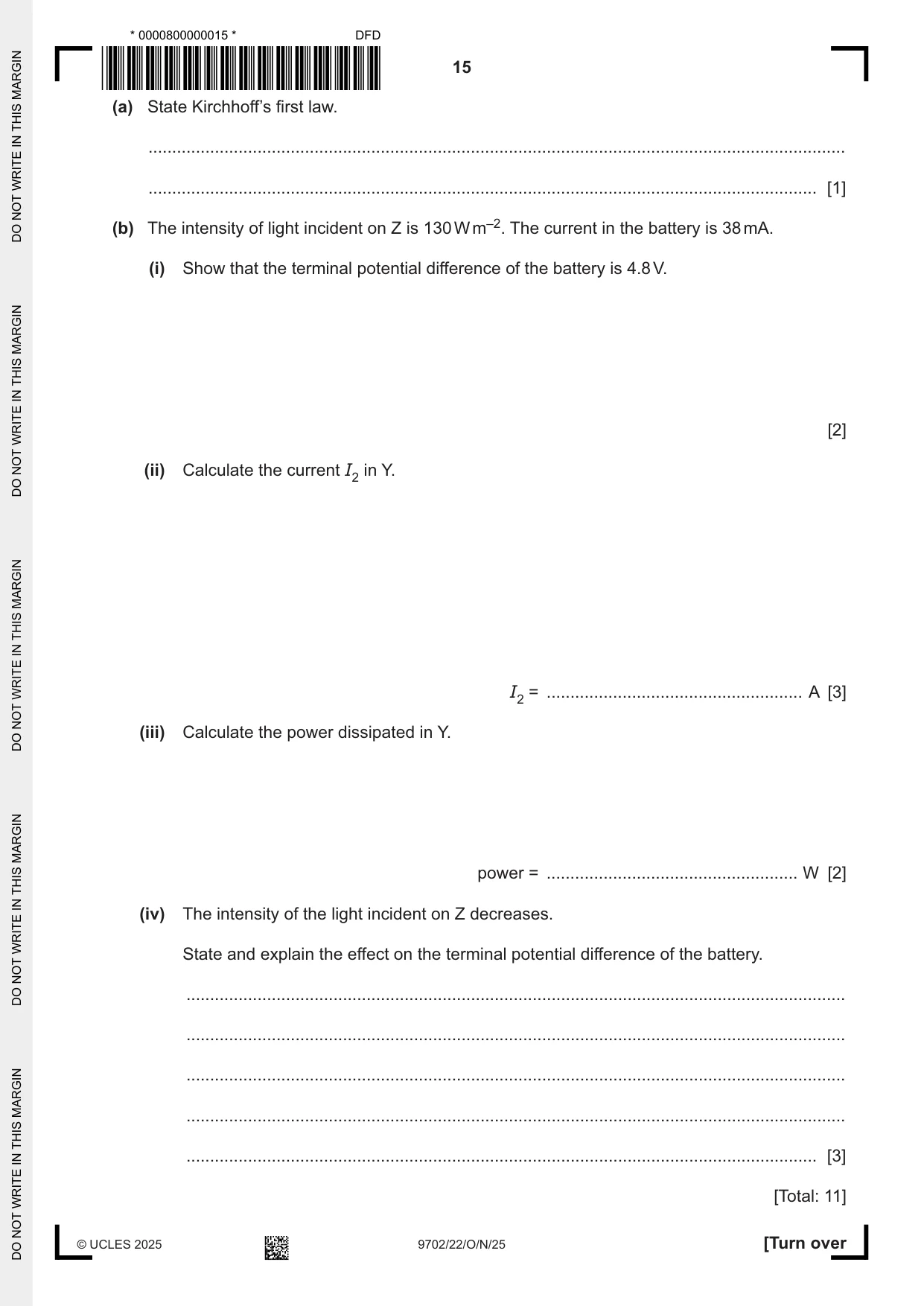 Cambridge A Level Physics 9702 2025 Oct/Nov Paper 2 · Variant 2 question paper, page 15 of 16