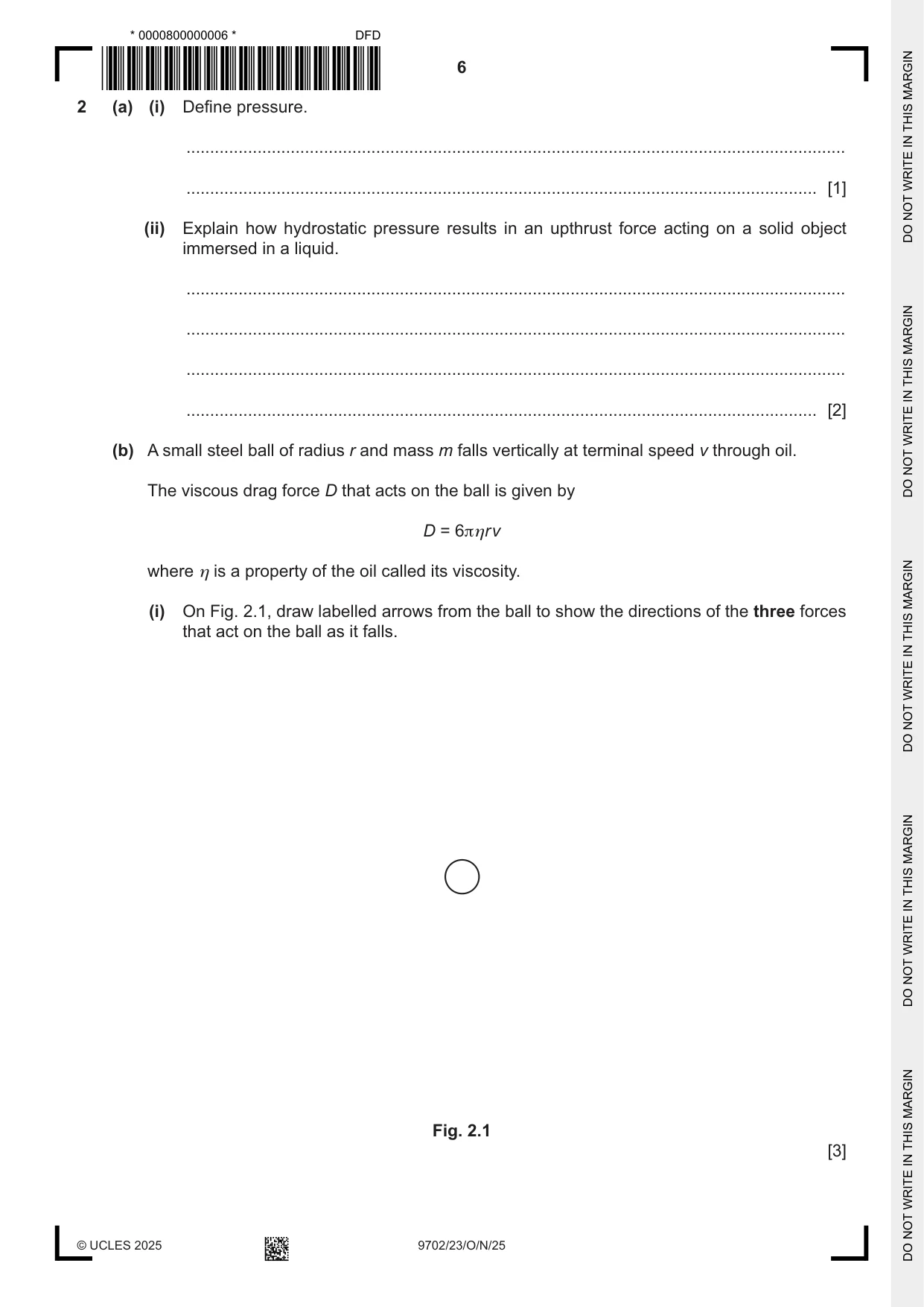 Cambridge A Level Physics 9702 2025 Oct/Nov Paper 2 · Variant 3 question paper, page 6 of 16