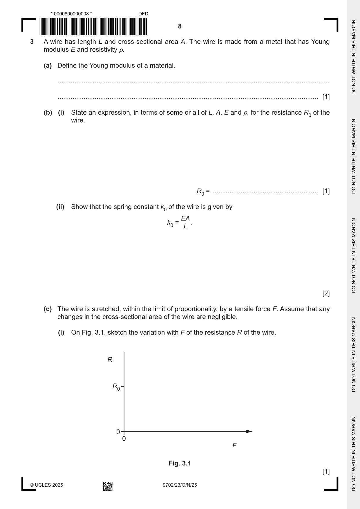 Cambridge A Level Physics 9702 2025 Oct/Nov Paper 2 · Variant 3 question paper, page 8 of 16