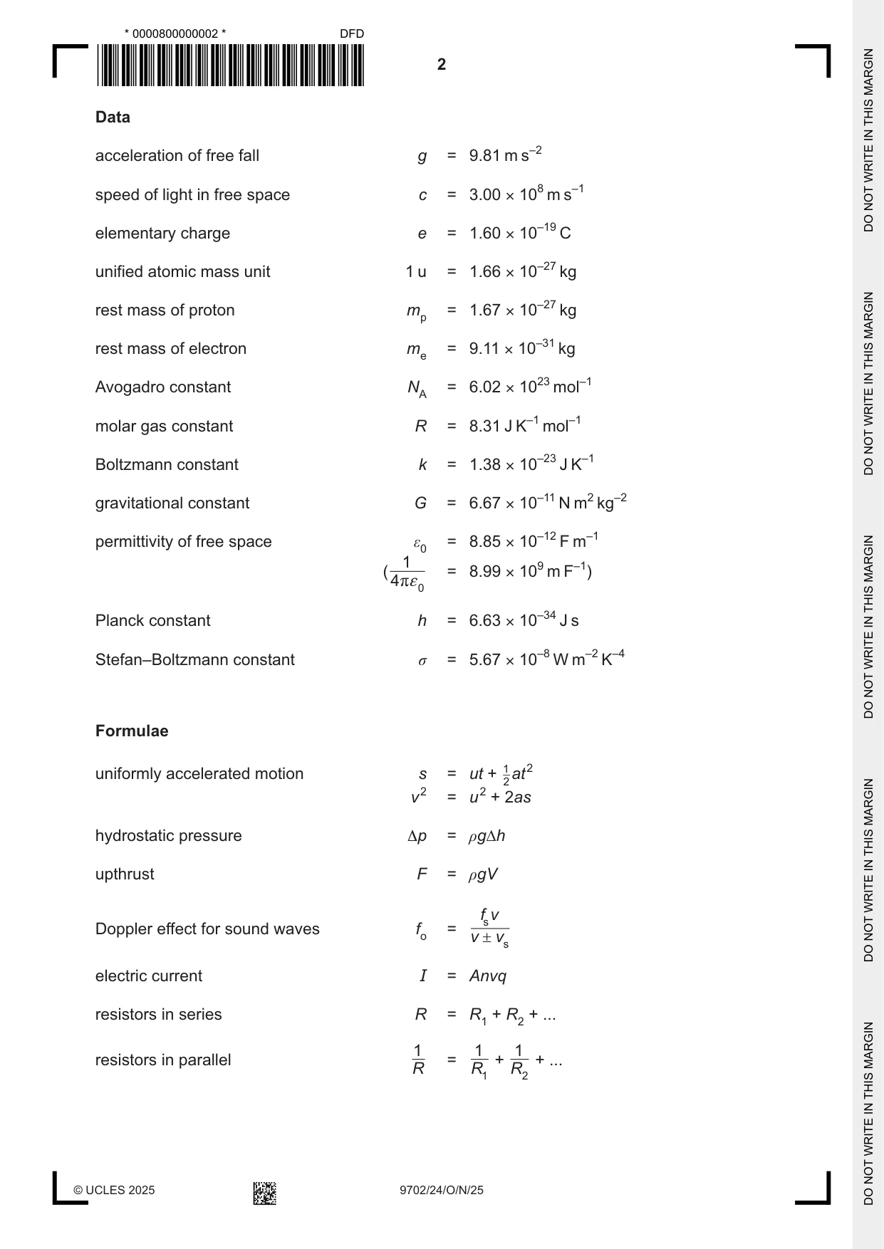 Cambridge A Level Physics 9702 2025 Oct/Nov Paper 2 · Variant 4 question paper, page 2 of 16