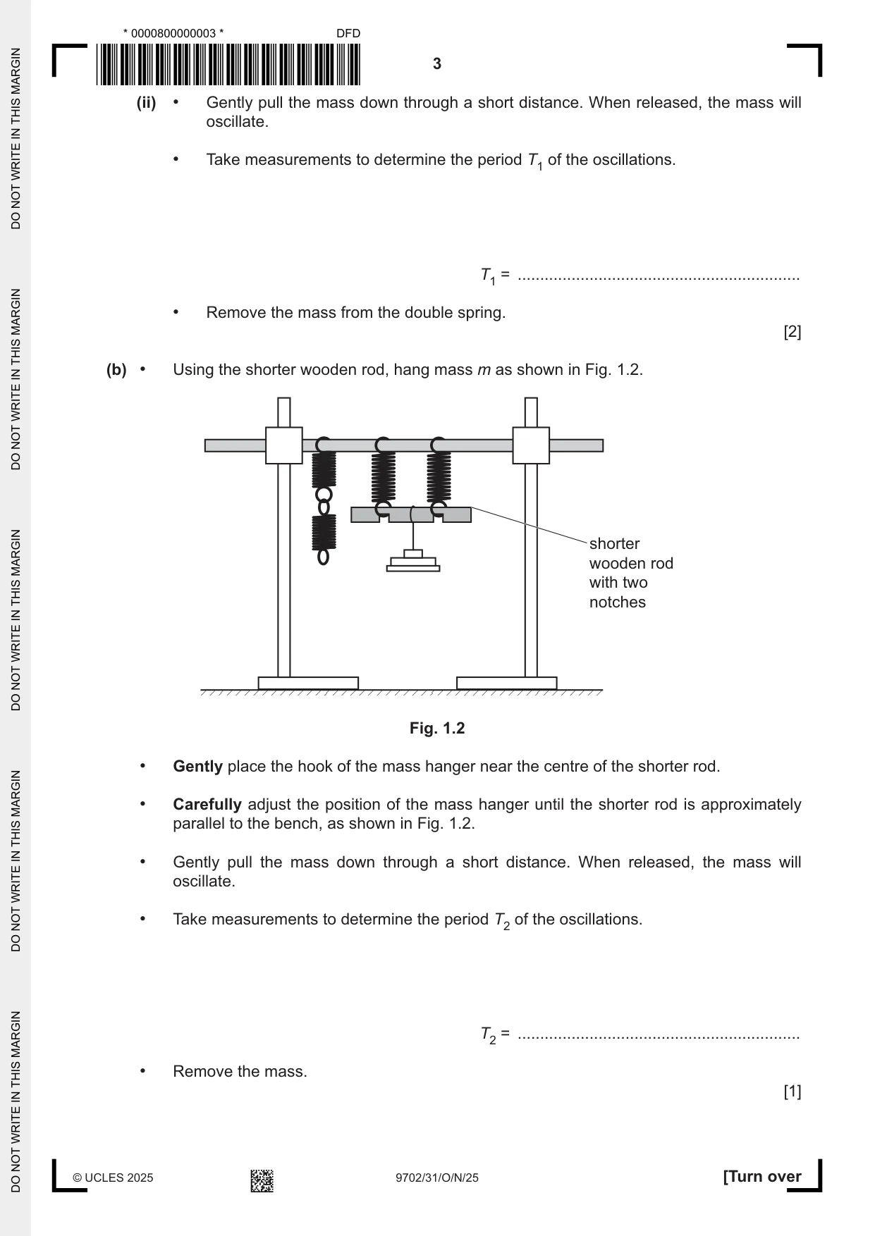 Cambridge A Level Physics 9702 2025 Oct/Nov Paper 3 · Variant 1 question paper, page 3 of 12