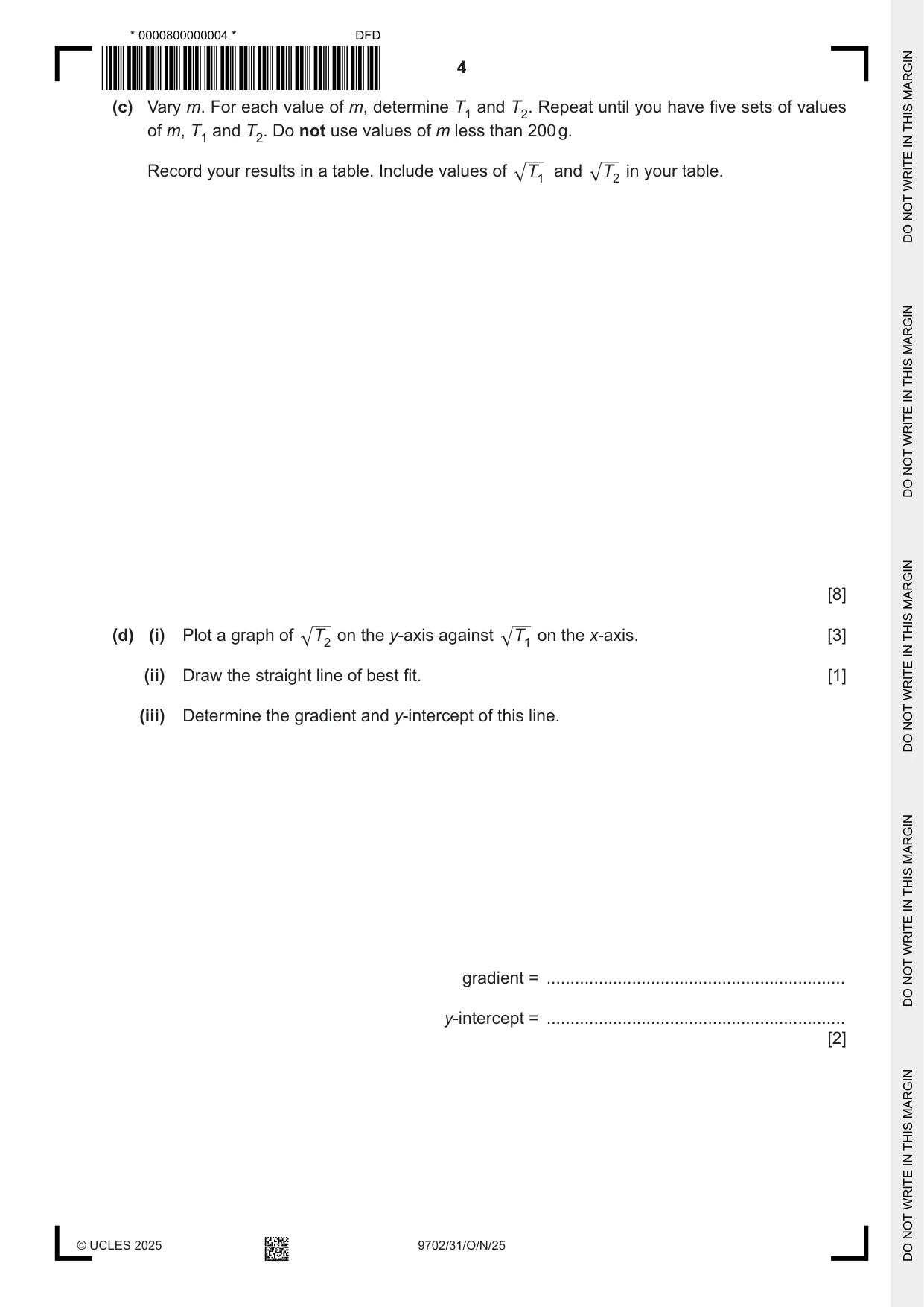 Cambridge A Level Physics 9702 2025 Oct/Nov Paper 3 · Variant 1 question paper, page 4 of 12