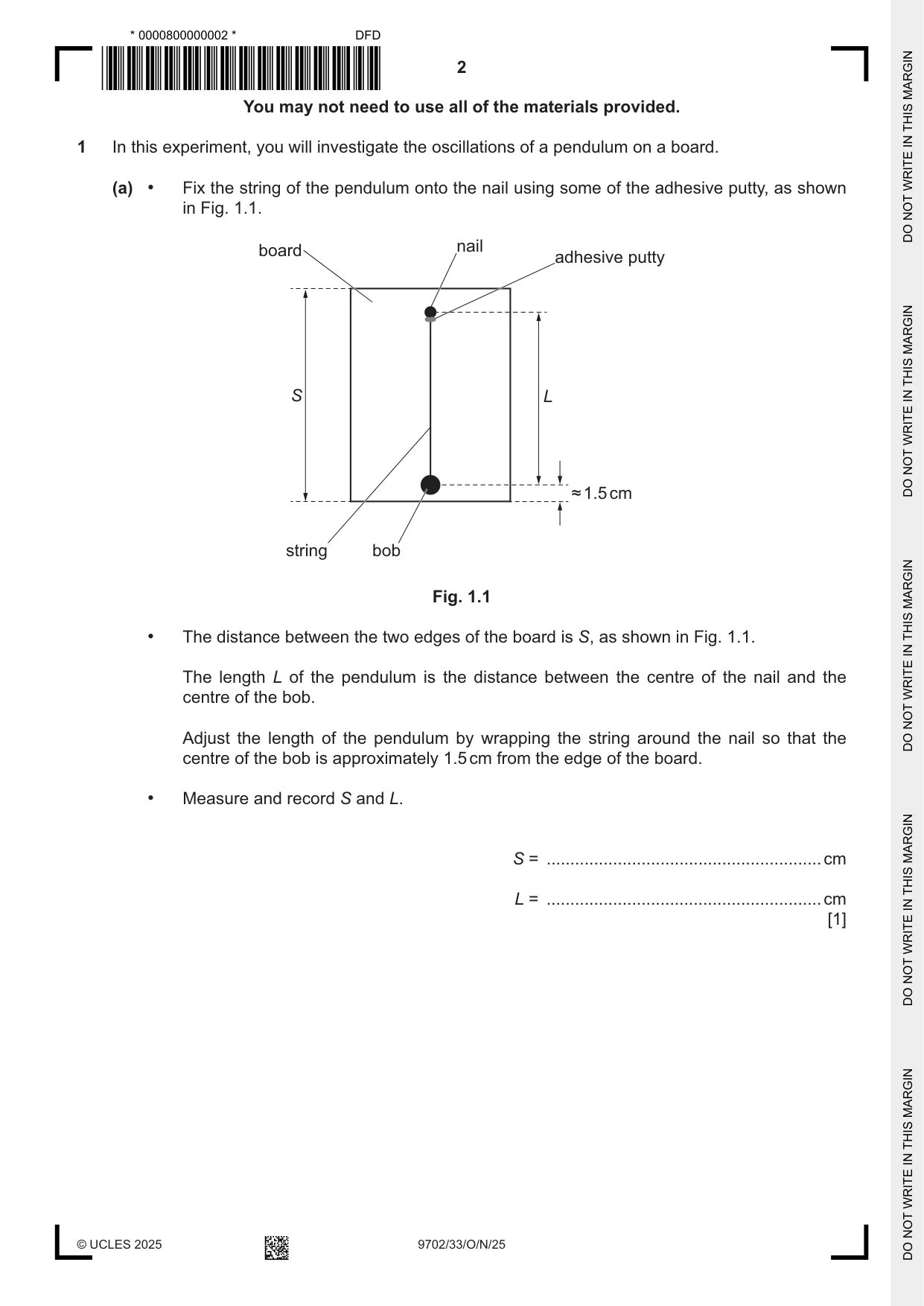 Cambridge A Level Physics 9702 2025 Oct/Nov Paper 3 · Variant 3 question paper, page 2 of 12