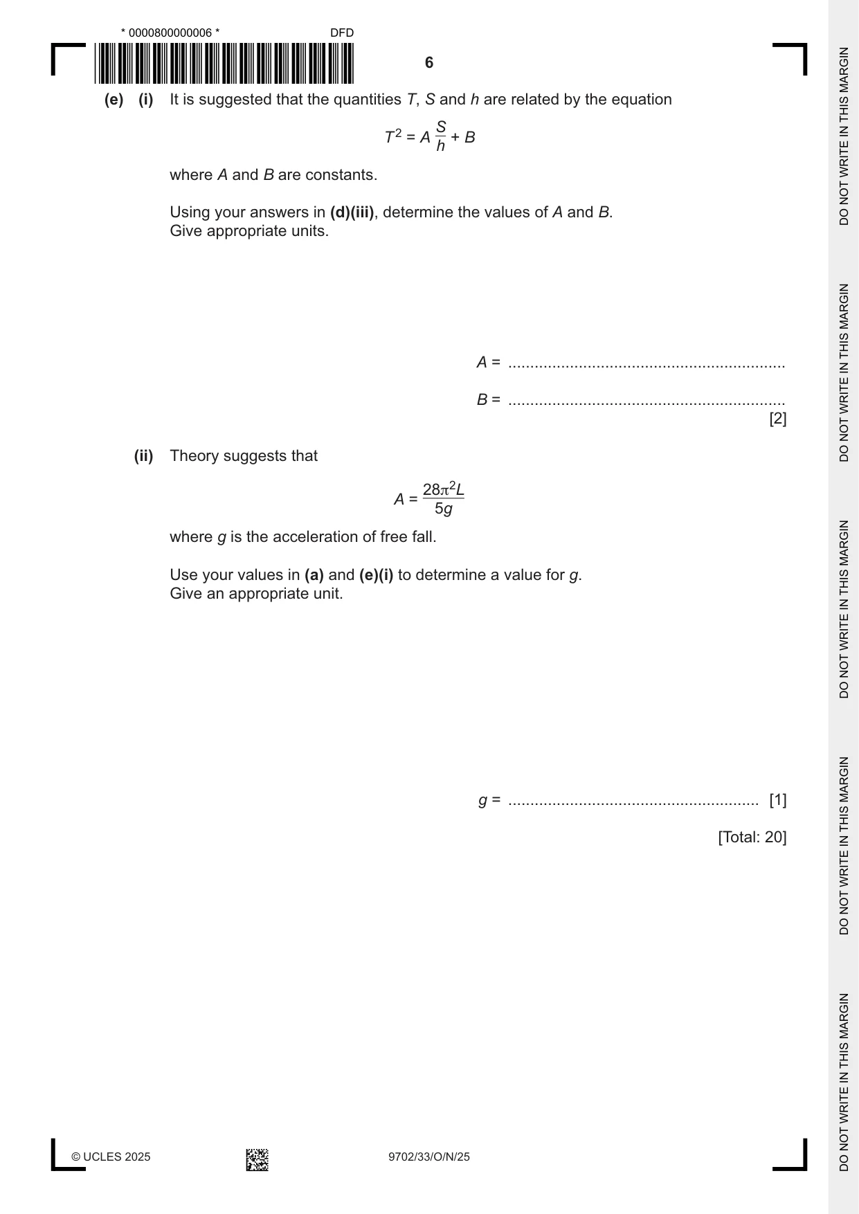 Cambridge A Level Physics 9702 2025 Oct/Nov Paper 3 · Variant 3 question paper, page 6 of 12
