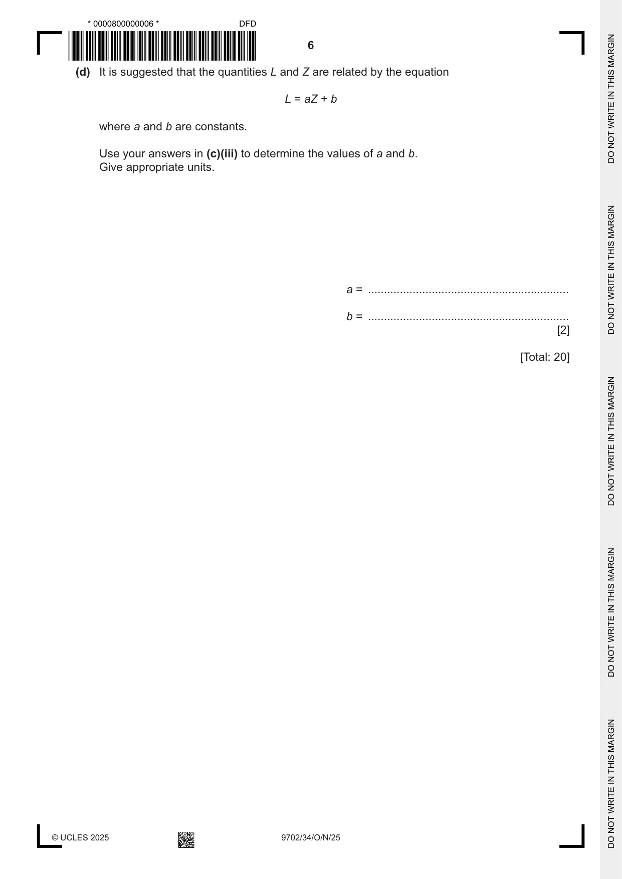 Cambridge A Level Physics 9702 2025 Oct/Nov Paper 3 · Variant 4 question paper, page 6 of 12
