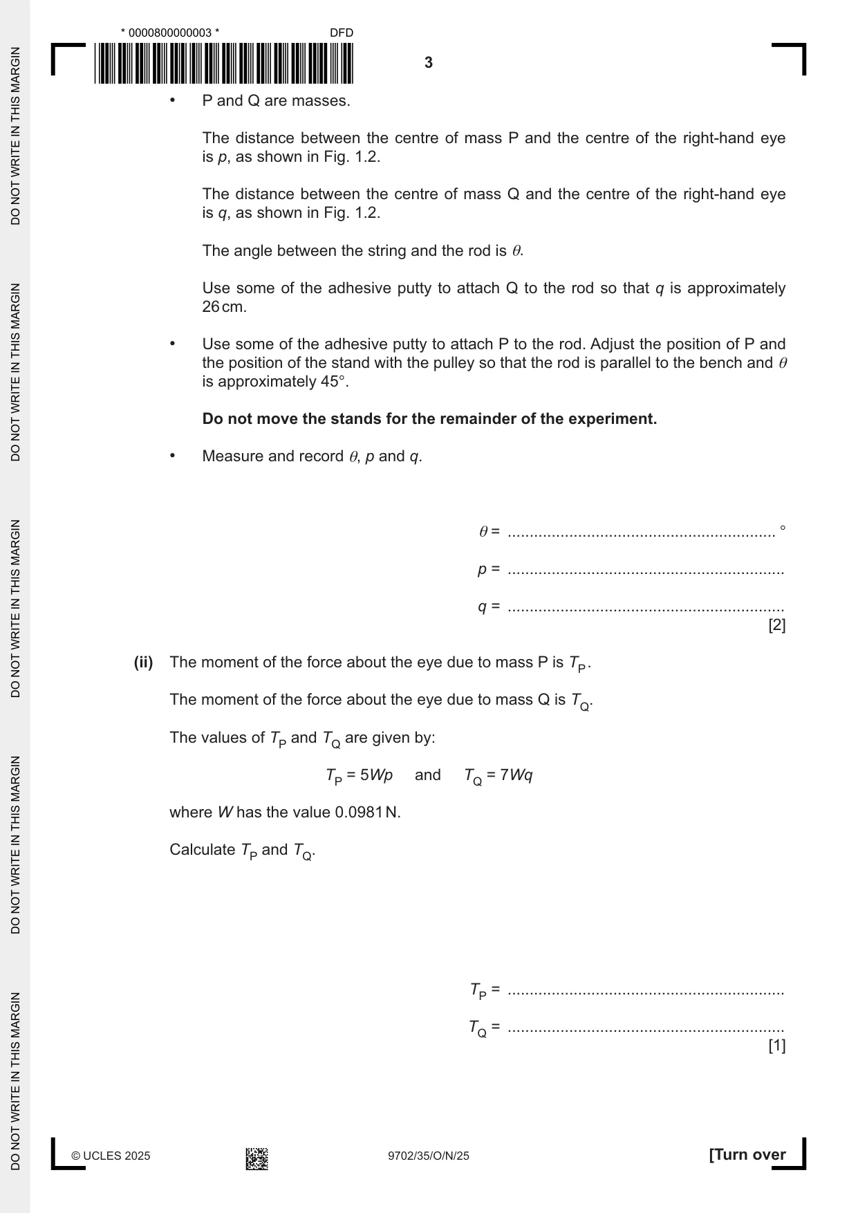 Cambridge A Level Physics 9702 2025 Oct/Nov Paper 3 · Variant 5 question paper, page 3 of 16