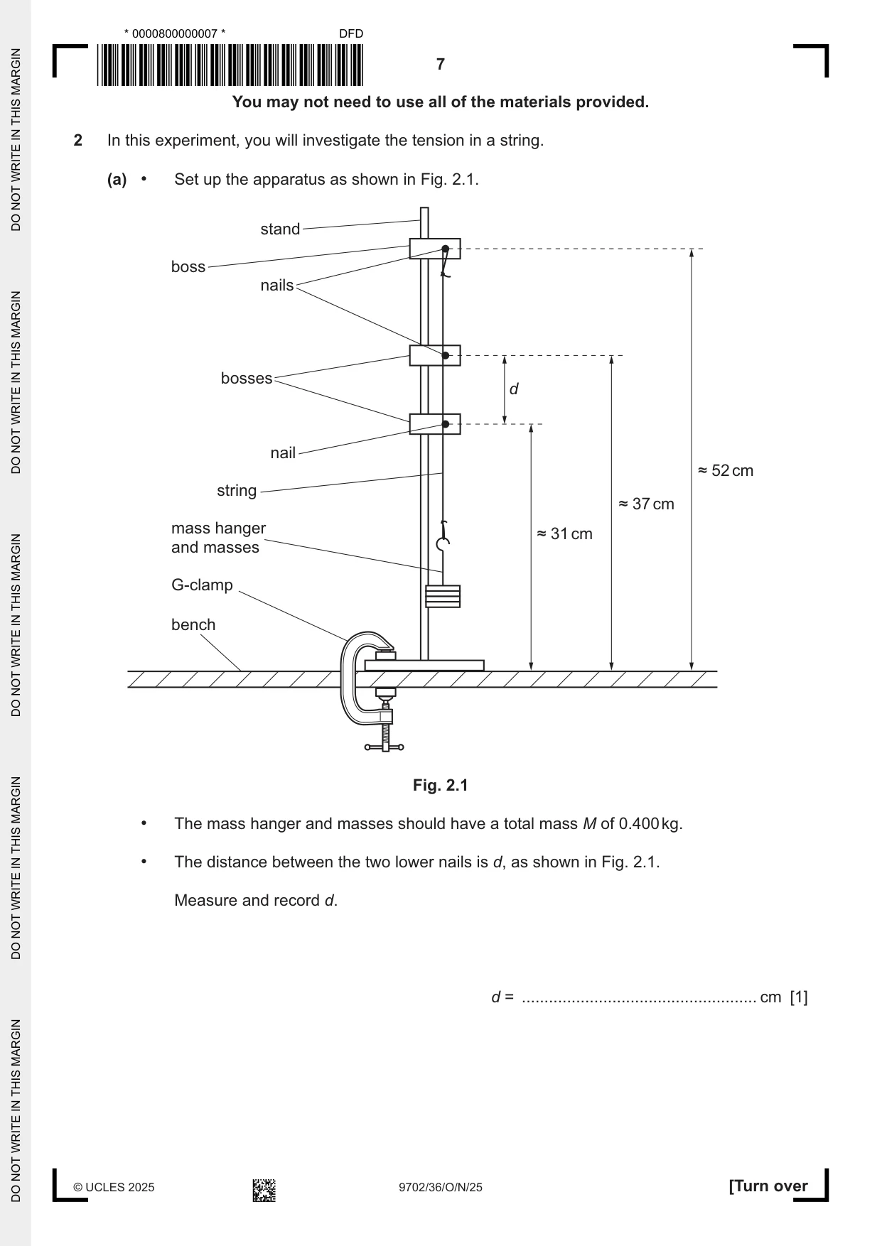 Cambridge A Level Physics 9702 2025 Oct/Nov Paper 3 · Variant 6 question paper, page 7 of 12