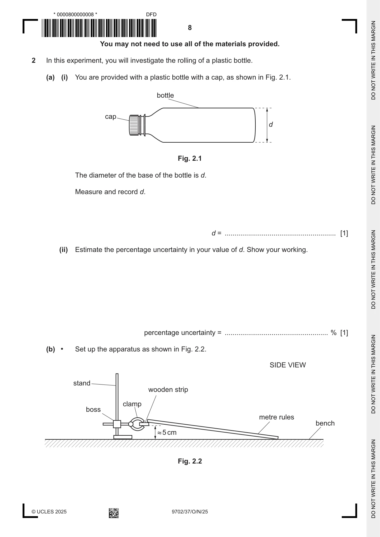 Cambridge A Level Physics 9702 2025 Oct/Nov Paper 3 · Variant 7 question paper, page 8 of 16