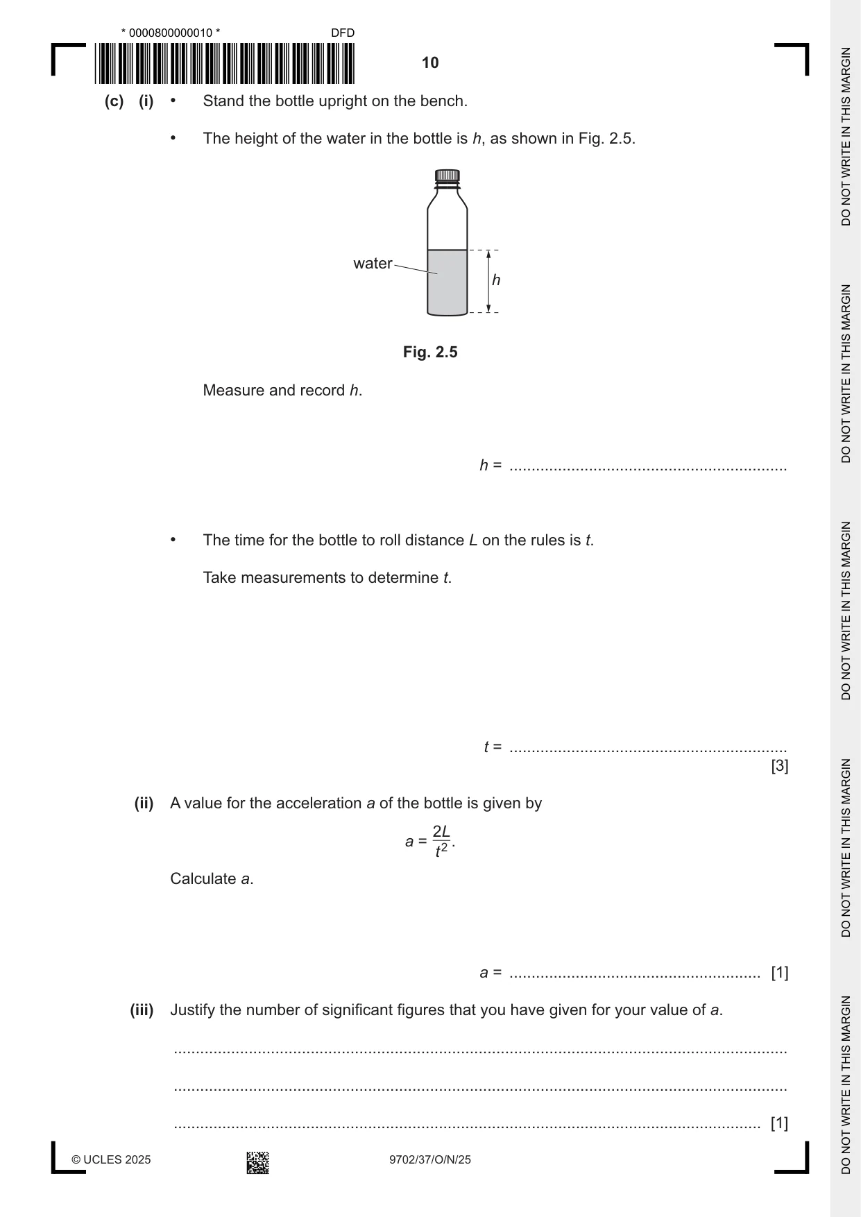 Cambridge A Level Physics 9702 2025 Oct/Nov Paper 3 · Variant 7 question paper, page 10 of 16