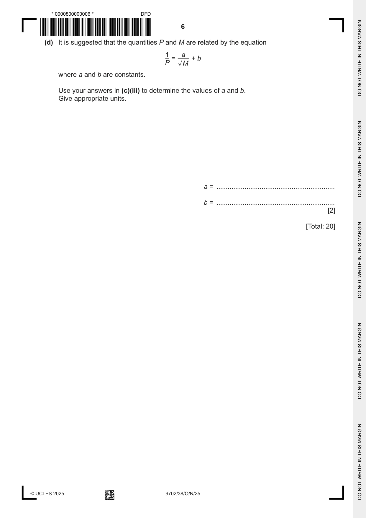 Cambridge A Level Physics 9702 2025 Oct/Nov Paper 3 · Variant 8 question paper, page 6 of 12