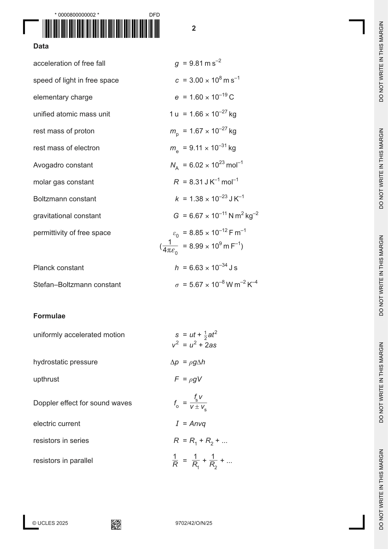 Cambridge A Level Physics 9702 2025 Oct/Nov Paper 4 · Variant 2 question paper, page 2 of 24