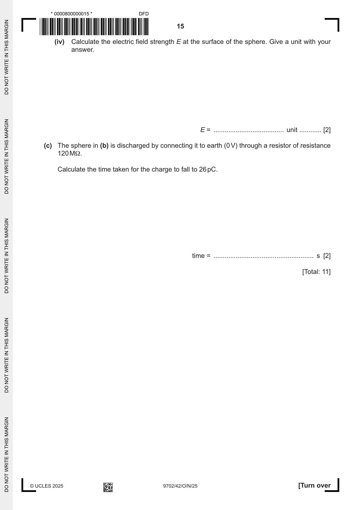 Cambridge A Level Physics 9702 2025 Oct/Nov Paper 4 · Variant 2 question paper, page 15 of 24