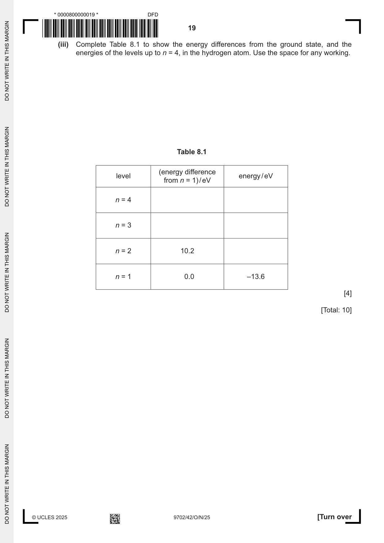 Cambridge A Level Physics 9702 2025 Oct/Nov Paper 4 · Variant 2 question paper, page 19 of 24