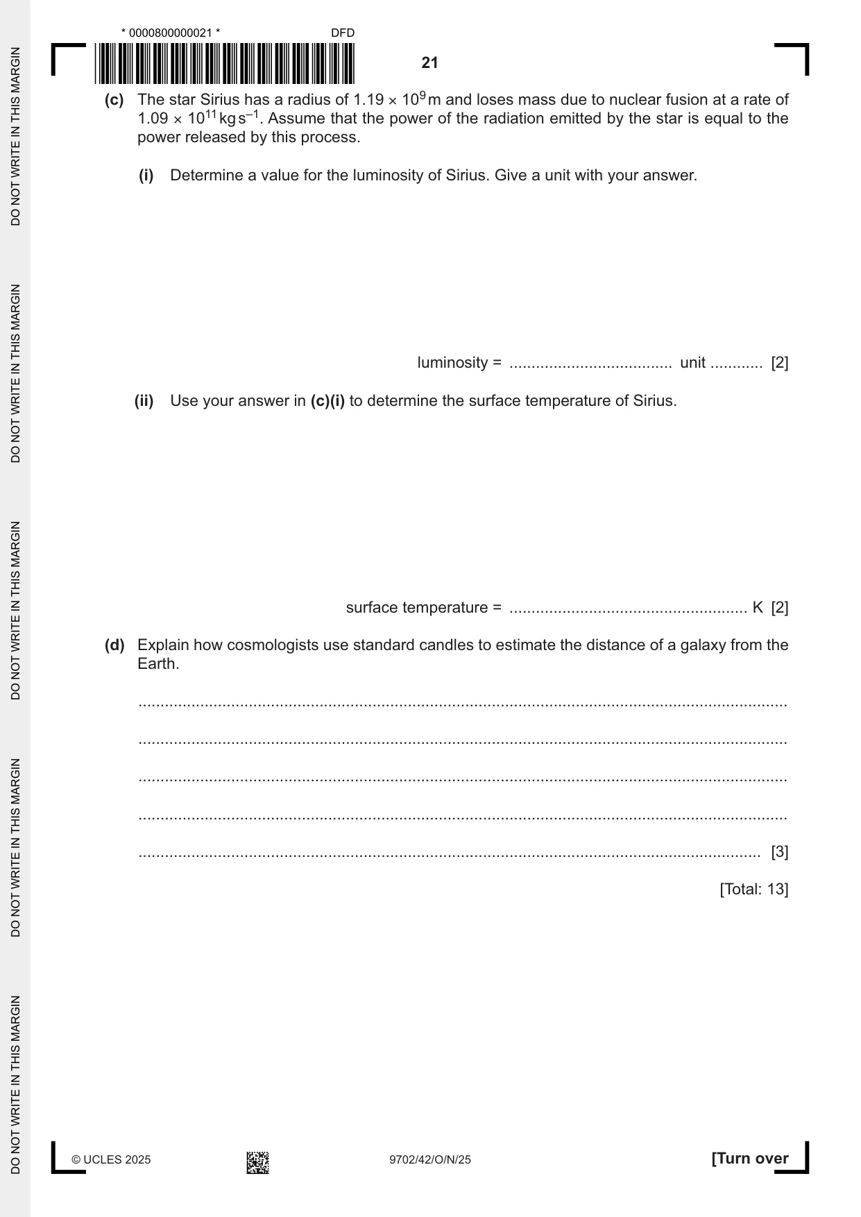 Cambridge A Level Physics 9702 2025 Oct/Nov Paper 4 · Variant 2 question paper, page 21 of 24
