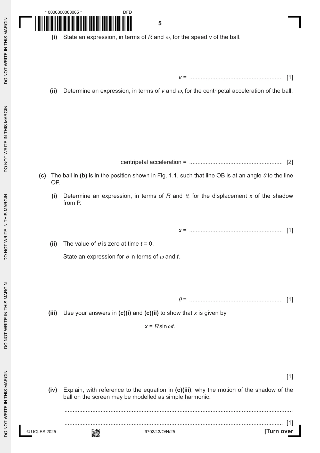 Cambridge A Level Physics 9702 2025 Oct/Nov Paper 4 · Variant 3 question paper, page 5 of 24