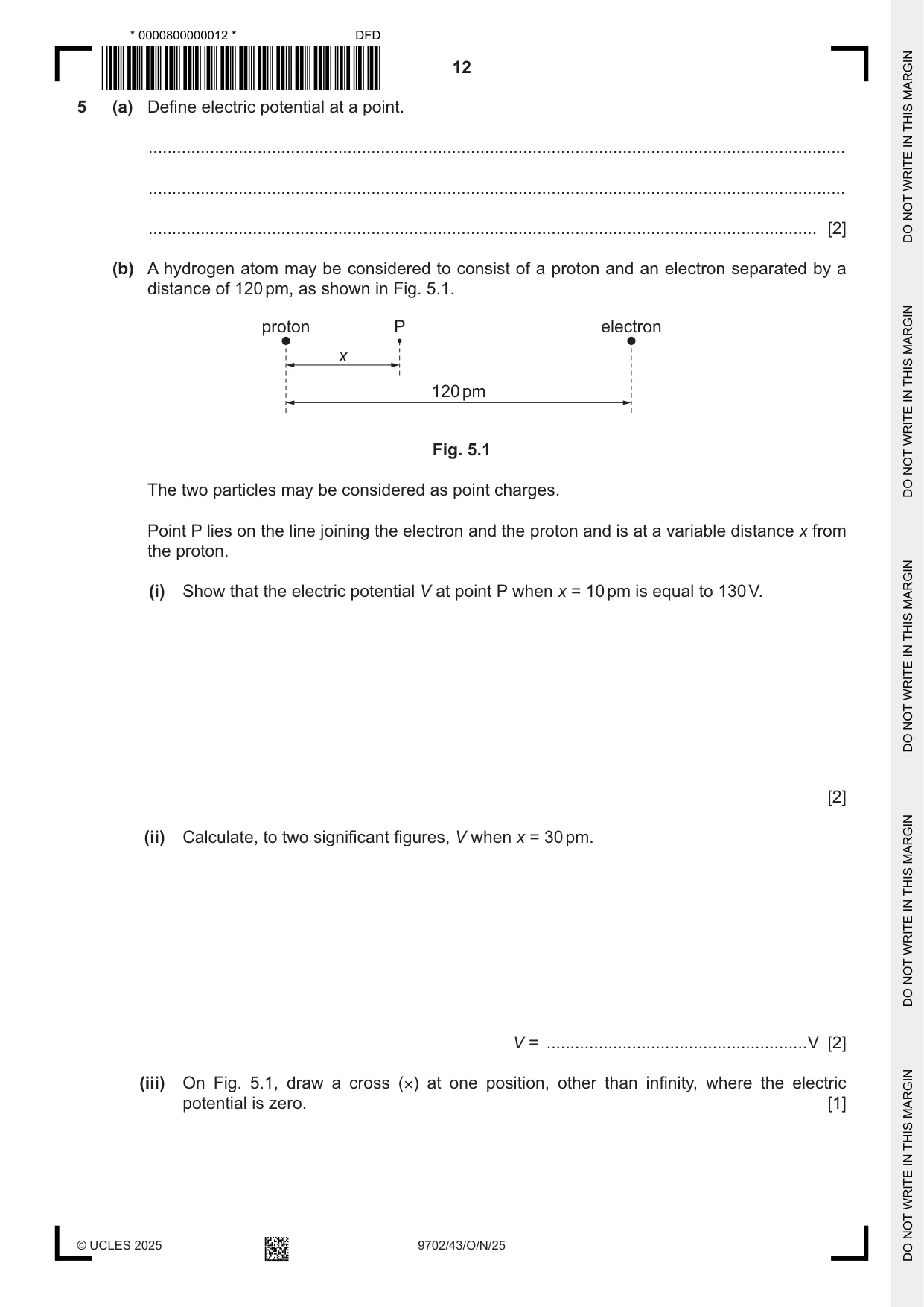 Cambridge A Level Physics 9702 2025 Oct/Nov Paper 4 · Variant 3 question paper, page 12 of 24