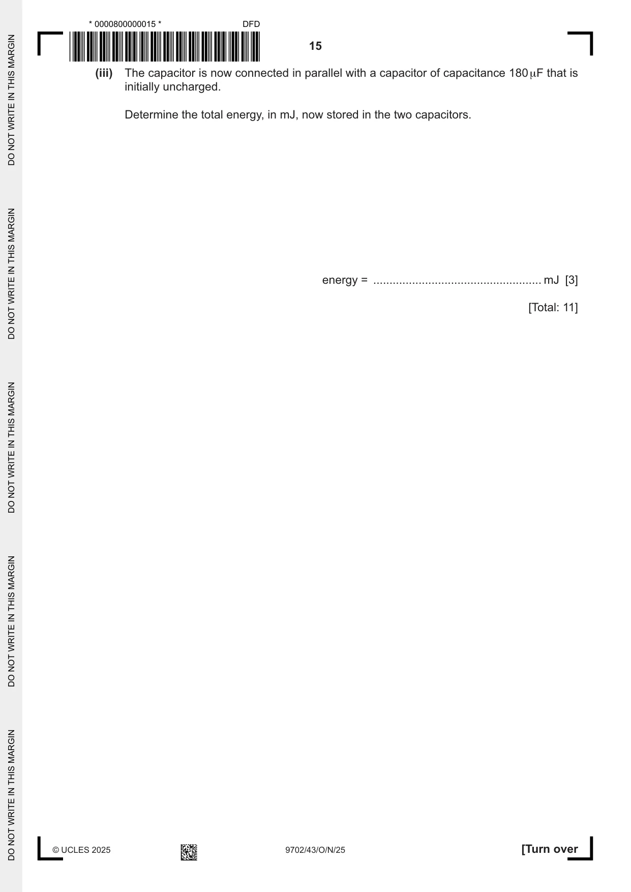 Cambridge A Level Physics 9702 2025 Oct/Nov Paper 4 · Variant 3 question paper, page 15 of 24
