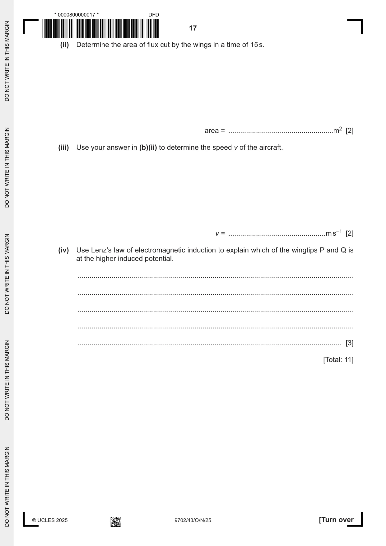 Cambridge A Level Physics 9702 2025 Oct/Nov Paper 4 · Variant 3 question paper, page 17 of 24