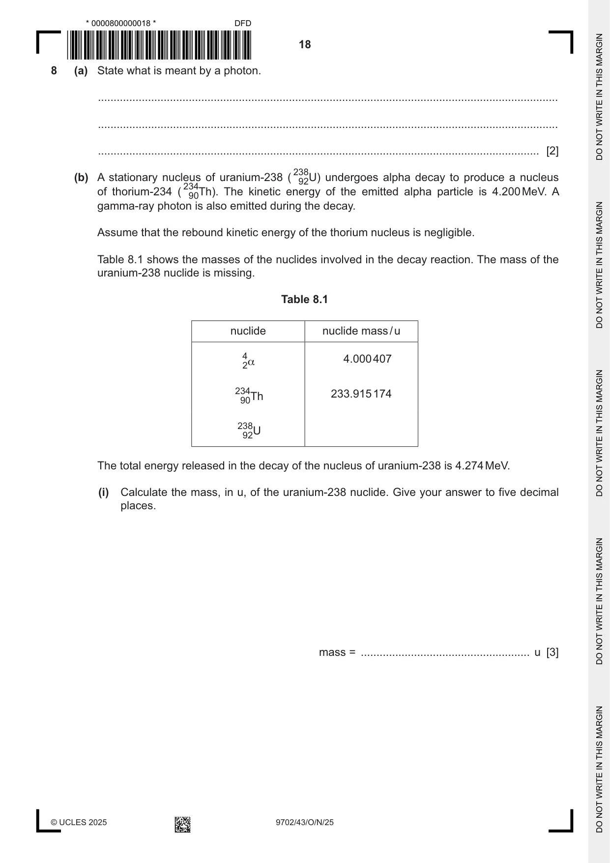 Cambridge A Level Physics 9702 2025 Oct/Nov Paper 4 · Variant 3 question paper, page 18 of 24