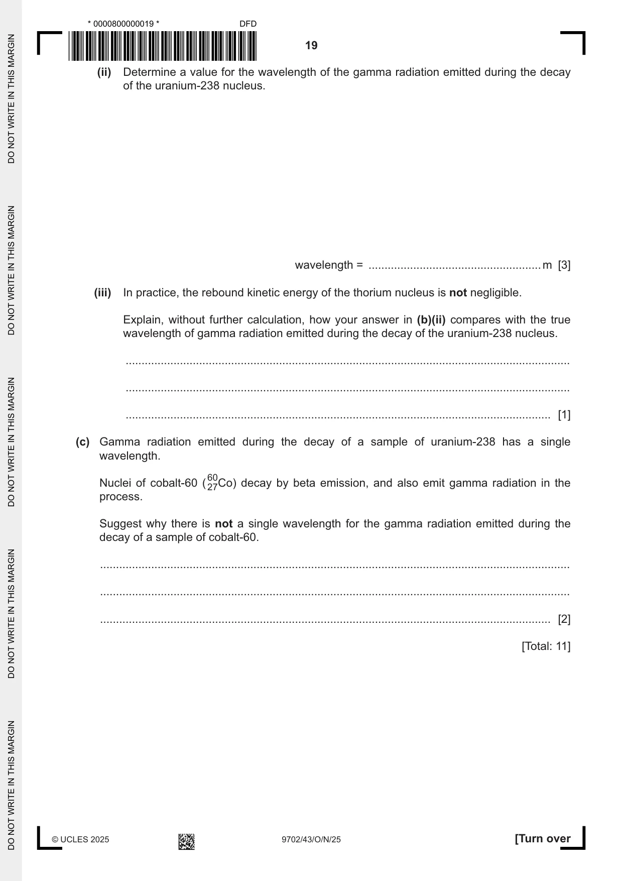 Cambridge A Level Physics 9702 2025 Oct/Nov Paper 4 · Variant 3 question paper, page 19 of 24
