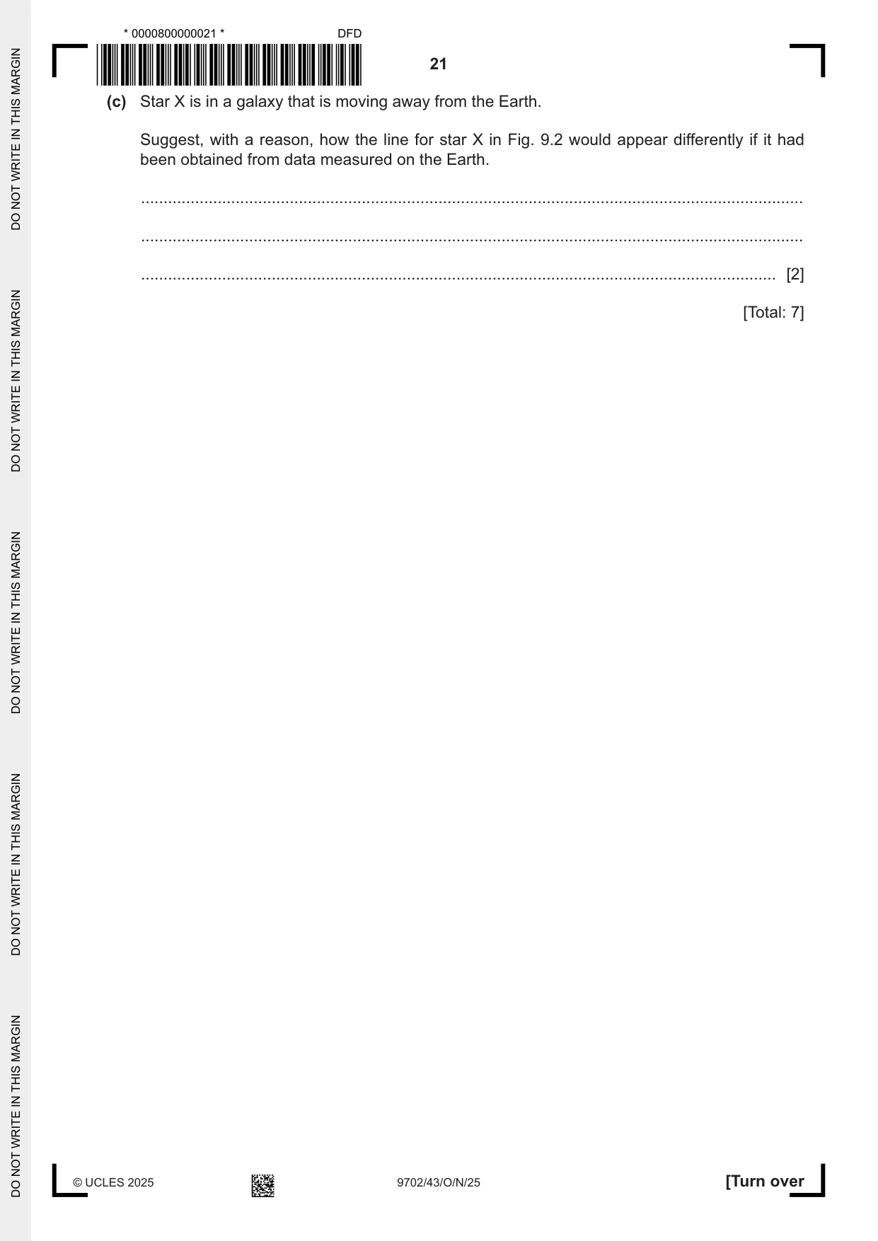 Cambridge A Level Physics 9702 2025 Oct/Nov Paper 4 · Variant 3 question paper, page 21 of 24