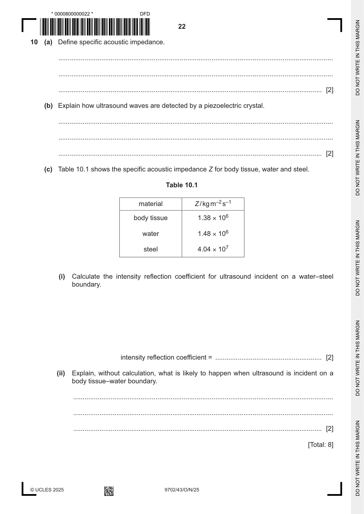 Cambridge A Level Physics 9702 2025 Oct/Nov Paper 4 · Variant 3 question paper, page 22 of 24