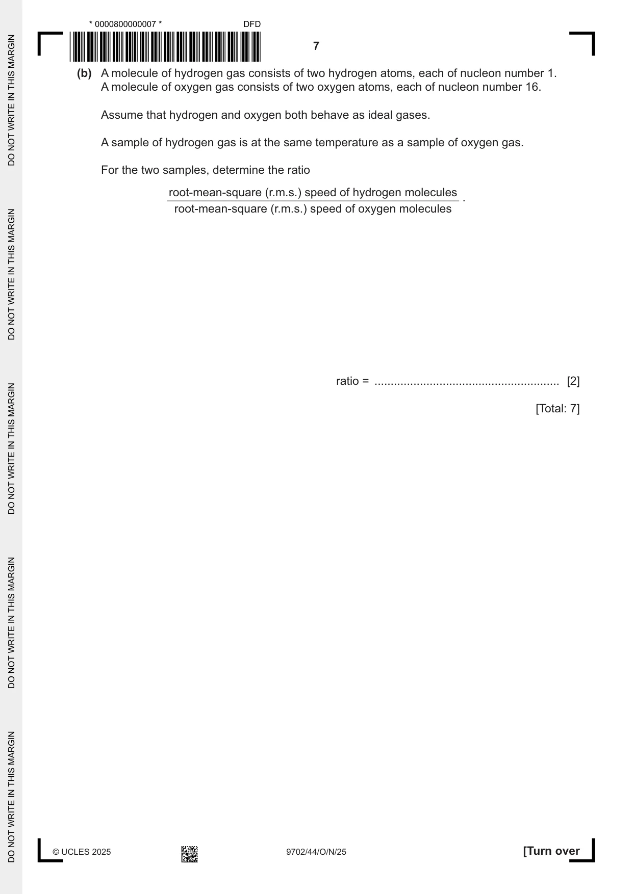 Cambridge A Level Physics 9702 2025 Oct/Nov Paper 4 · Variant 4 question paper, page 7 of 24