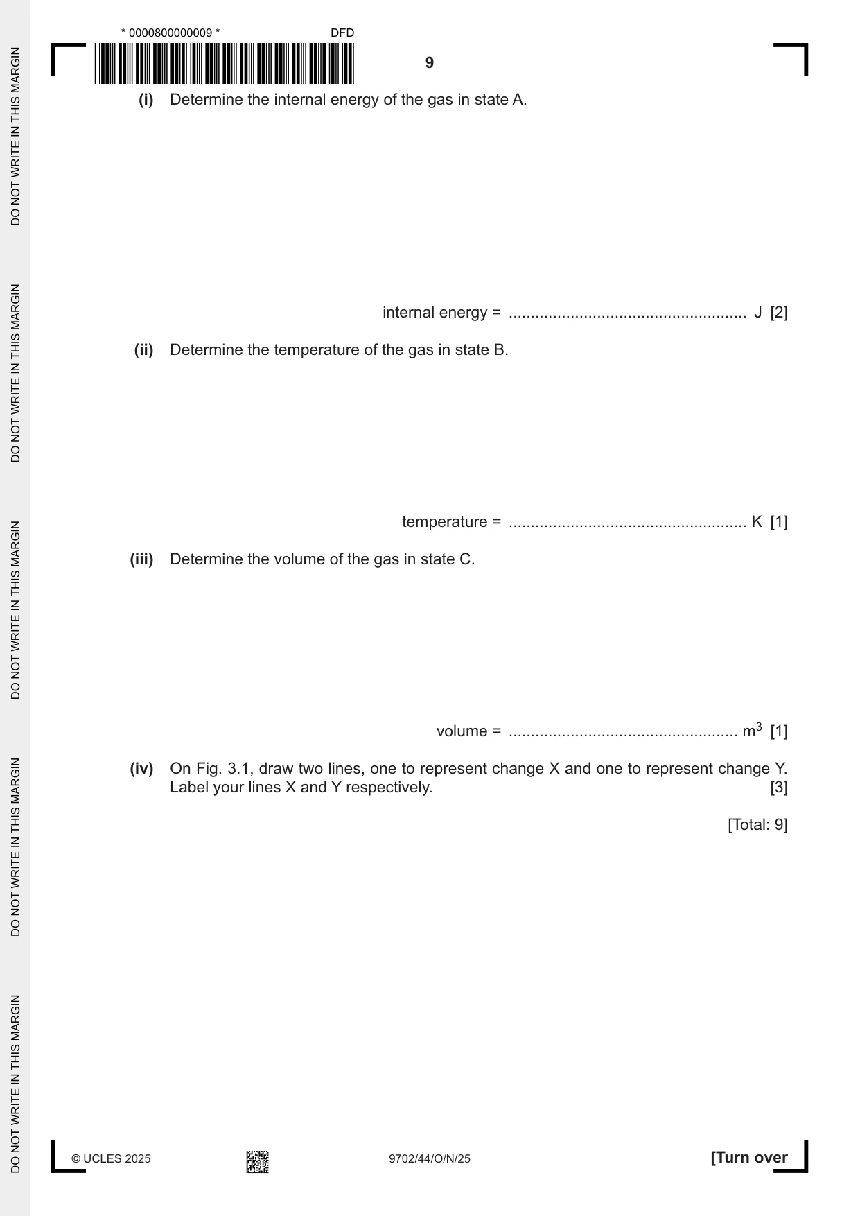 Cambridge A Level Physics 9702 2025 Oct/Nov Paper 4 · Variant 4 question paper, page 9 of 24
