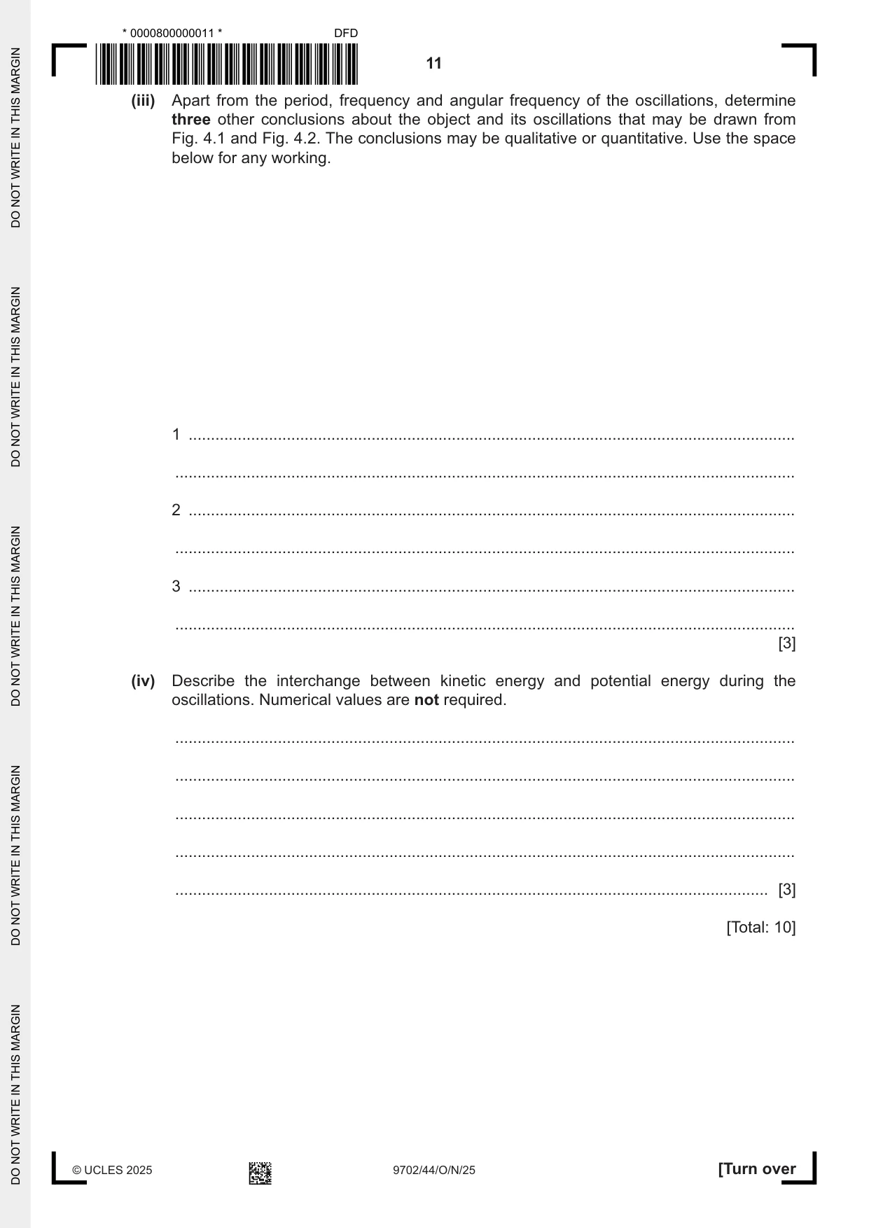 Cambridge A Level Physics 9702 2025 Oct/Nov Paper 4 · Variant 4 question paper, page 11 of 24