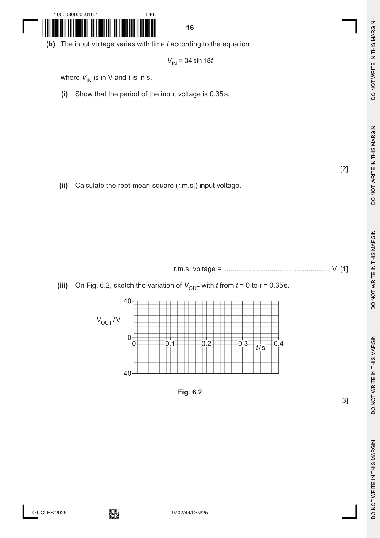Cambridge A Level Physics 9702 2025 Oct/Nov Paper 4 · Variant 4 question paper, page 16 of 24